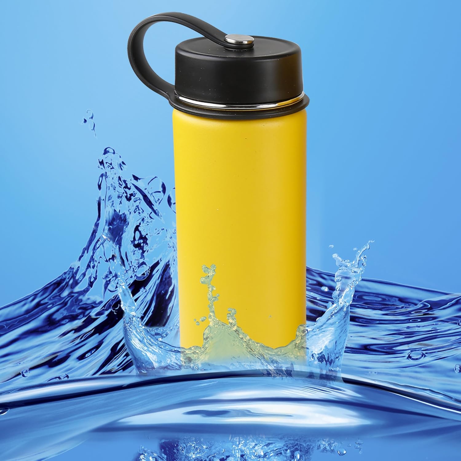 Tahoe Trails – Botella de agua de 12 onzas de acero inoxidable con aislamiento al vacío de doble pared., 12 onza, Amarillo