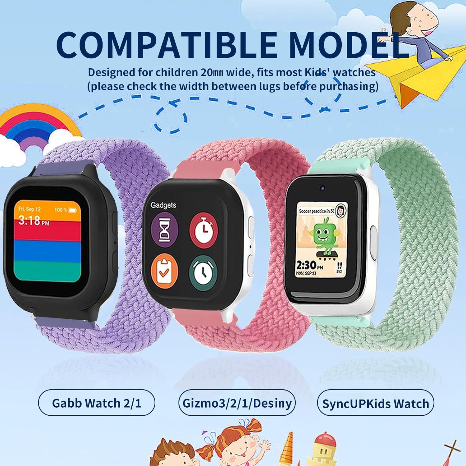 Paquete de 23 correas de reloj de repuesto compatibles con Gizmo Watch 3 2 1Gabb Watch 2 1, 0.787 pulgadas, cambio rápido, elástico y transpirable