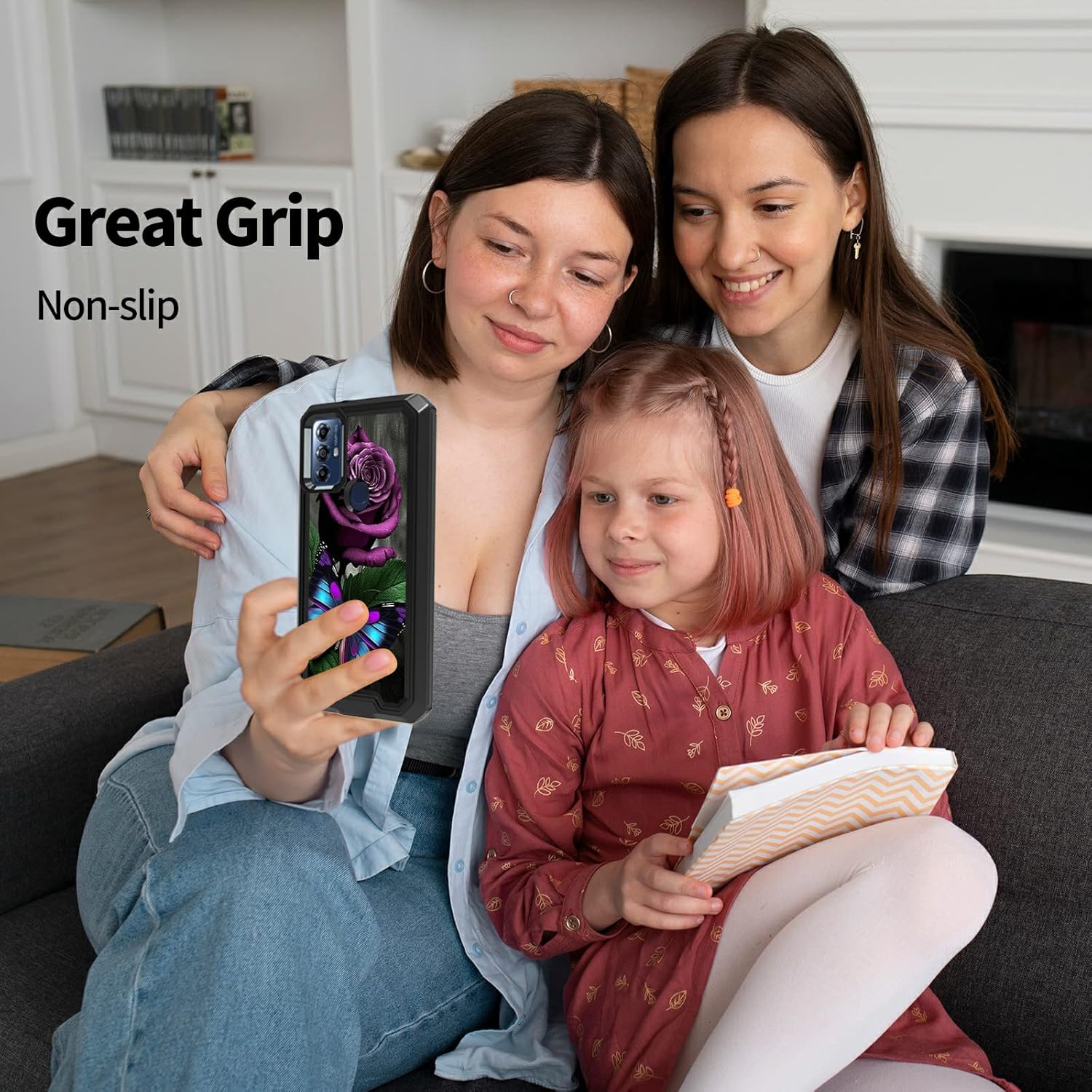 Funda para Moto G Play 2023, funda para teléfono Moto G Pure, para Moto G Power 2022 con patrón de mariposa rosa púrpura para mujeres y hombres,