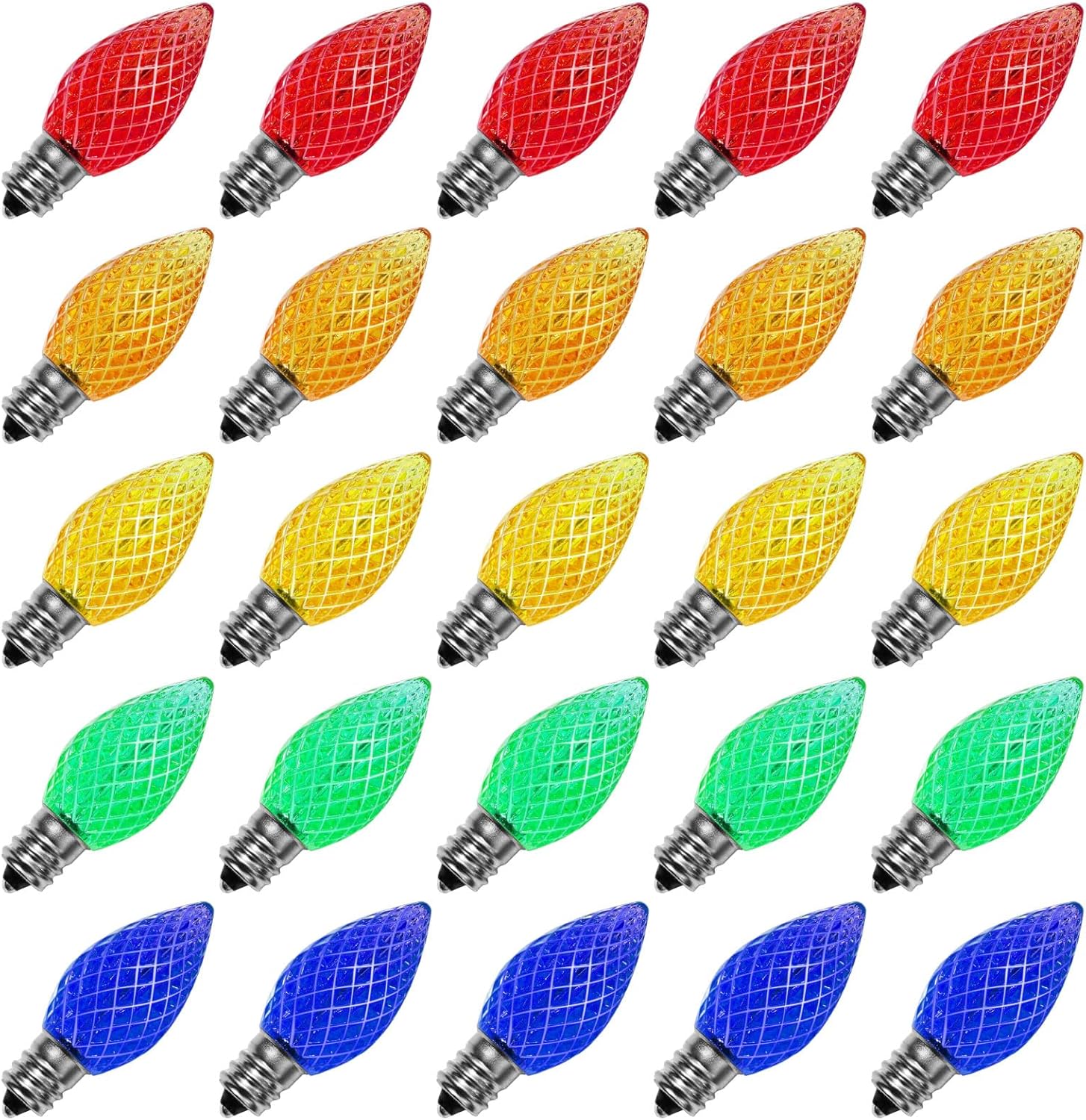 Meconard Bombillas LED C7 de repuesto de Navidad, bombillas LED inastillables C7 para luces de Navidad para interiores y exteriores, base de