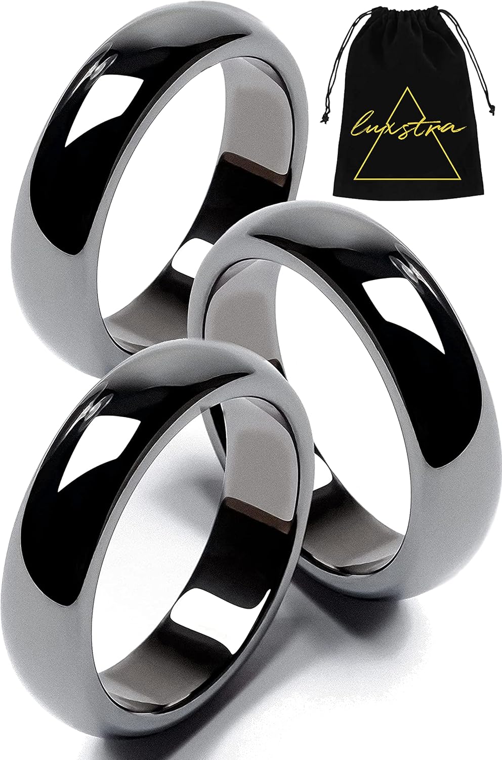 Anillos de hematita magnéticos auténticos, 3 anillos en cada pedido, anillo de hematita negra, unisex, para mujeres y hombres, anillo para ansiedad,