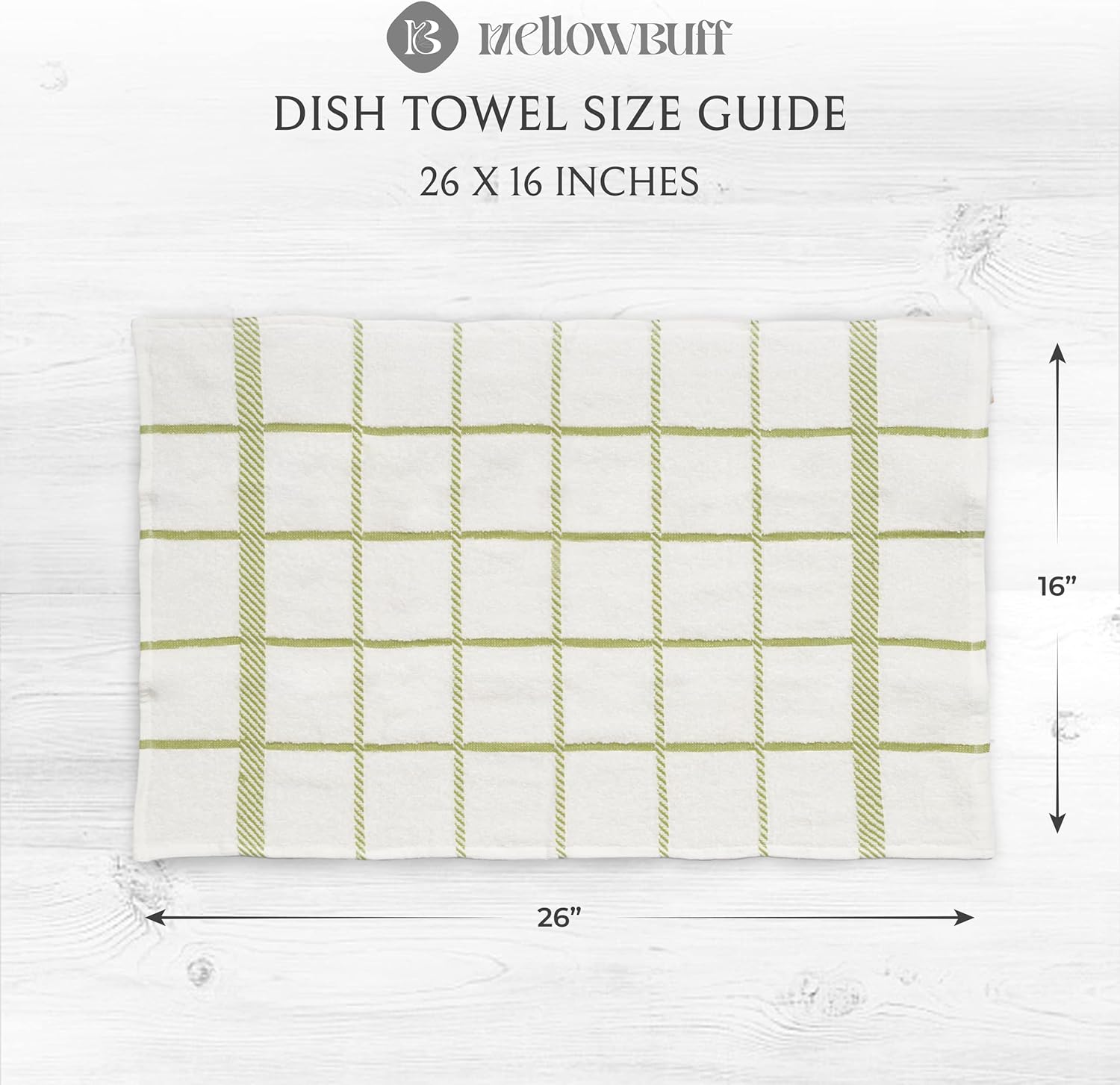 Mellow Buff Toallas de cocina de rizo 100% algodón, paquete de 4 unidades de 16 x 26 pulgadas, toallas de cocina súper suaves y absorbentes,