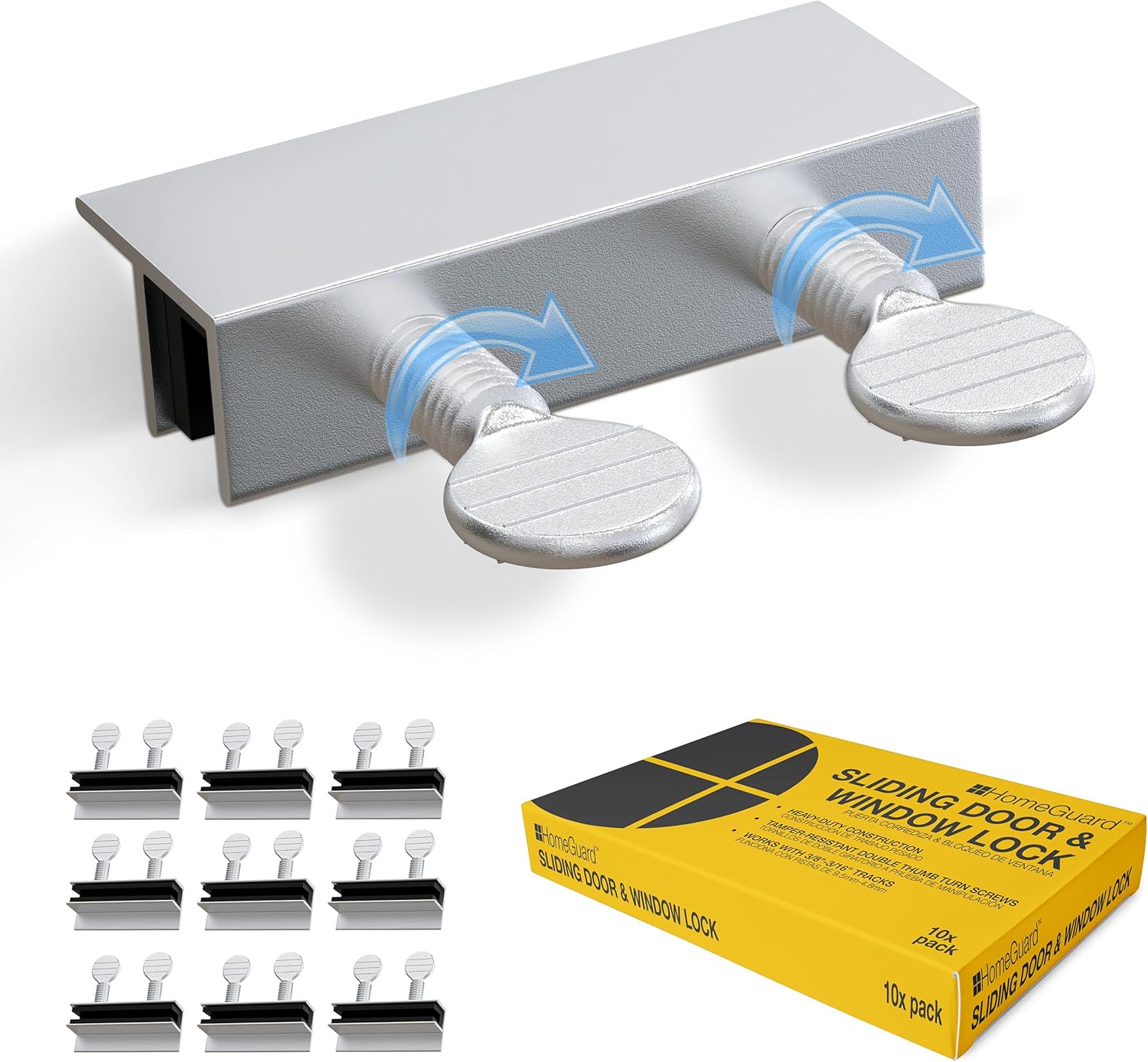 Cerraduras corredizas de seguridad para riel de 316-38 pulgadas, paquete de 10 topes de aluminio para ventanas correderas con forro de vinilo,