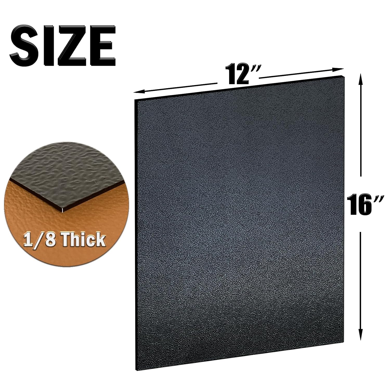 Hoja de plástico ABS de 18 pulgadas de grosor de 12 x 16 pulgadas (paquete de 2), panel moldeado rígido negro con diferentes superficies (parte