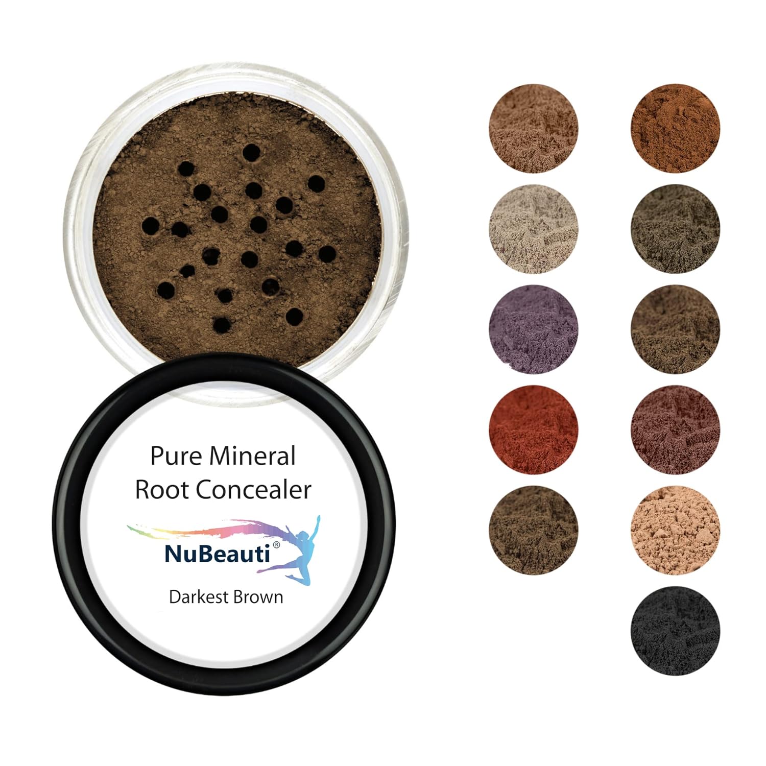 Polvo de retoque corrector de raíces, minerales triturados totalmente naturales sin cepillo, cobertura total de cabello gris para cabello negro,