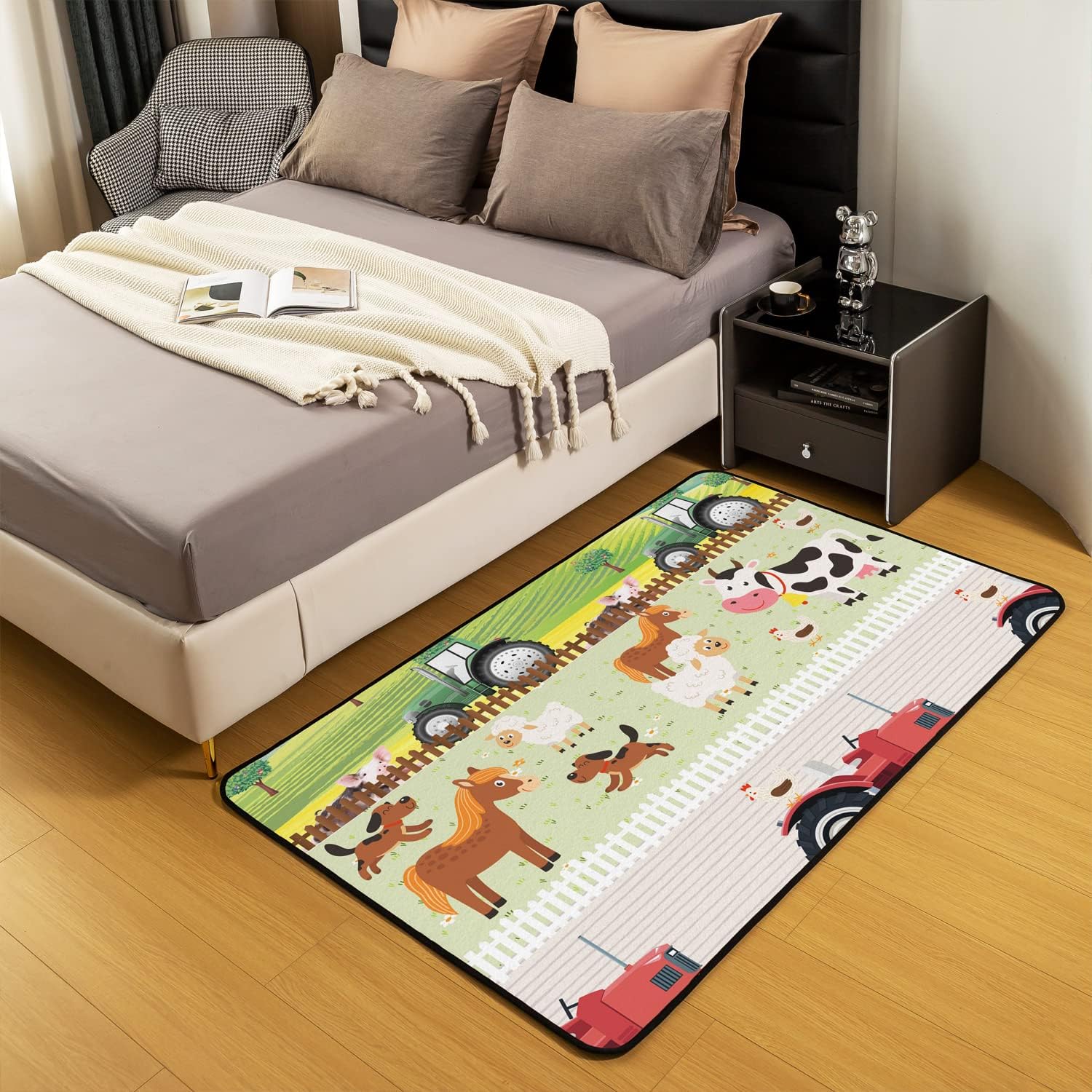Juego de alfombras de sala de estar de animales de granja para linda vaca, caballo, oveja, alfombra de área de 5 x 7 pulgadas, decoración de