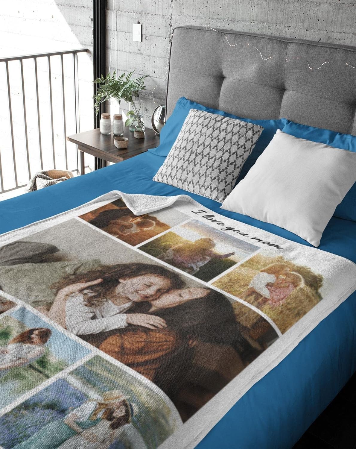 Buaodam Manta personalizada con foto y texto, manta personalizada de collage de imágenes y texto, manta de fotos suave regalo para Navidad, papá,