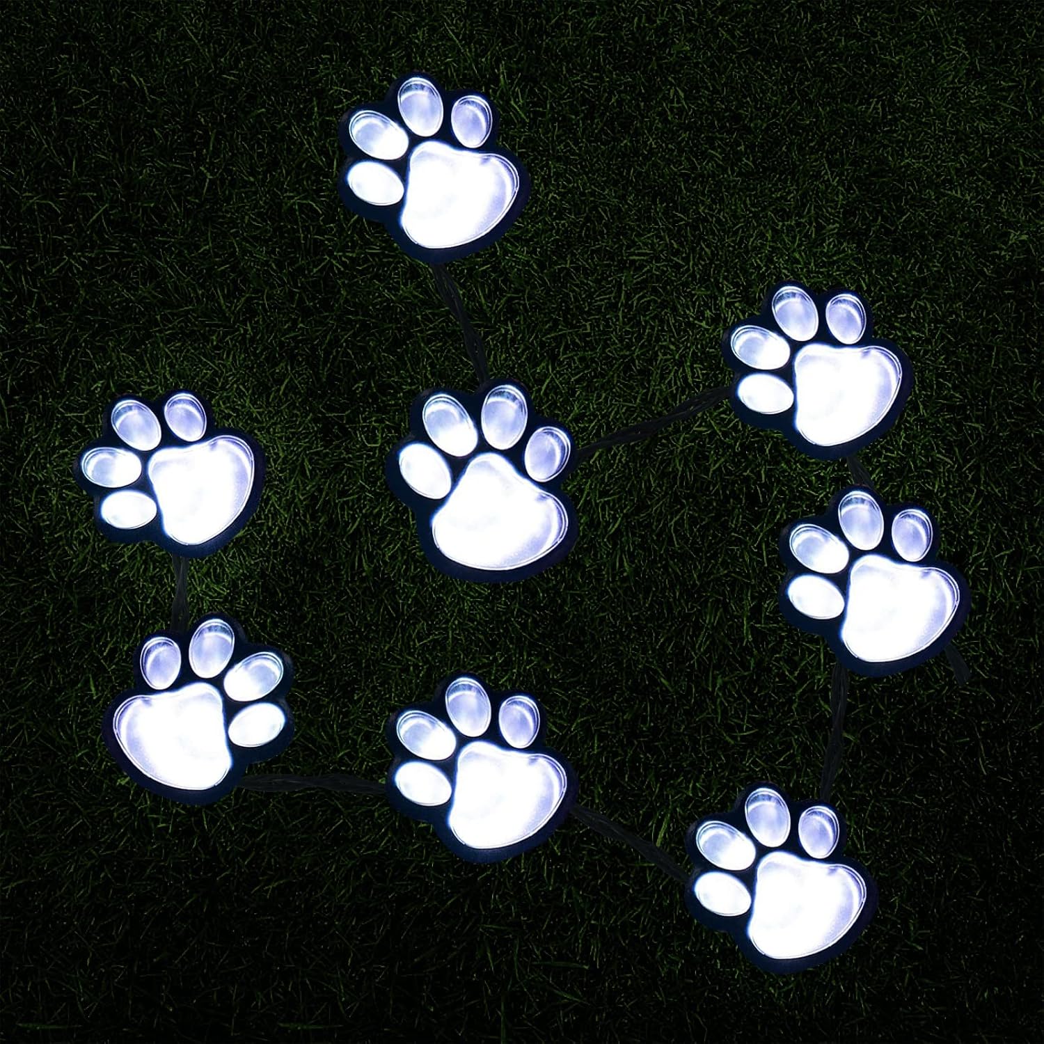 Luces solares de 16.8 pies, tira de luces solares de animales de gato y perro (juego de 8) decoración al aire libre, calienta a tu mascota y haz que