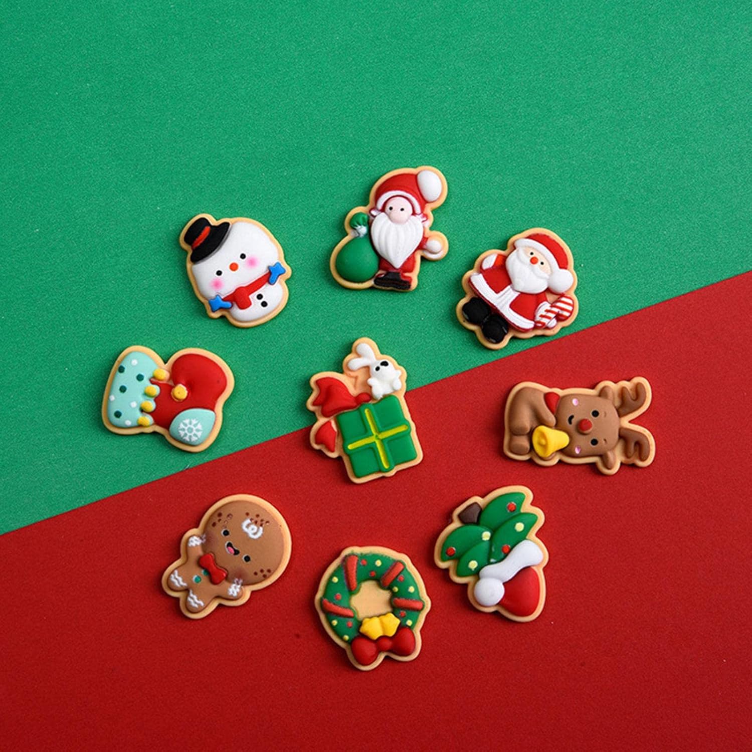 Resina de Navidad  Botones de resina de Navidad con parte trasera plana para manualidades, decoración de álbumes de recortes. Wynott
