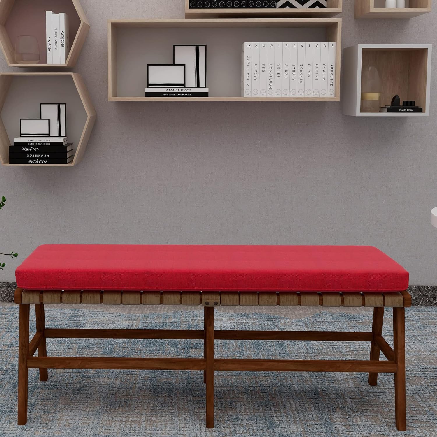 ROFIELTY Cojín de banco de 47 pulgadas, cojines de banco duraderos para muebles de interior, cojines de asiento antideslizantes para ventana de