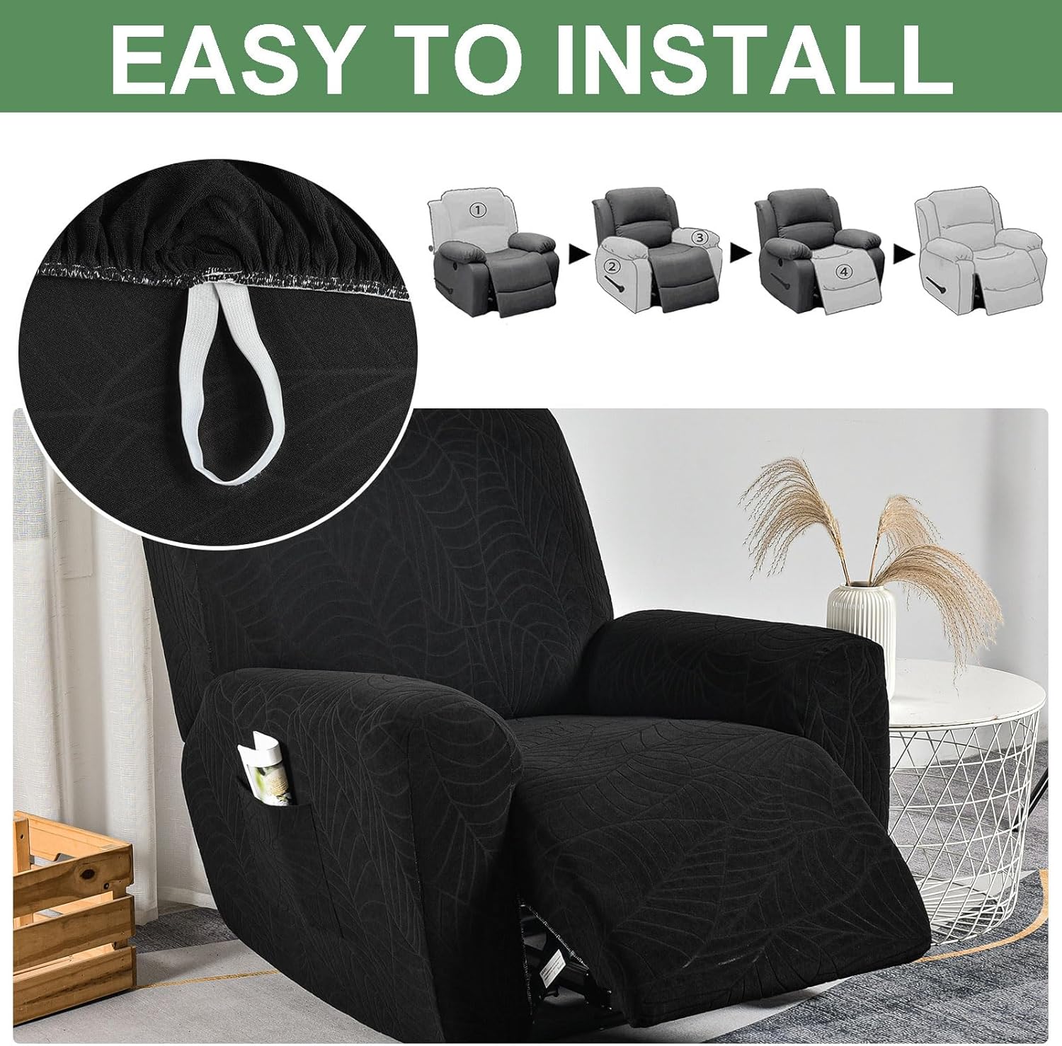 HAOYONG Fundas reclinables elásticas de jacquard Lazyboy, funda reclinable de 4 piezas para sillón reclinable de 1 asiento, fundas para sofá