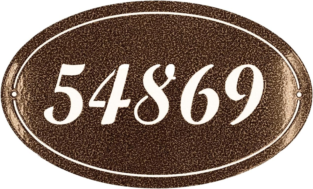 Letrero de dirección ovalado – Letrero de número de casa de montaje en pared – Letrero de acero personalizado – Fácil de instalar – Más colores para