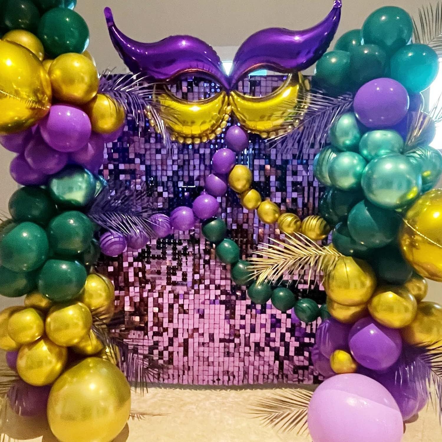 Fondo de pared con brillo morado, 24 paneles cuadrados de lentejuelas brillantes, fondos de fotos para cumpleaños, aniversario, boda, graduación y