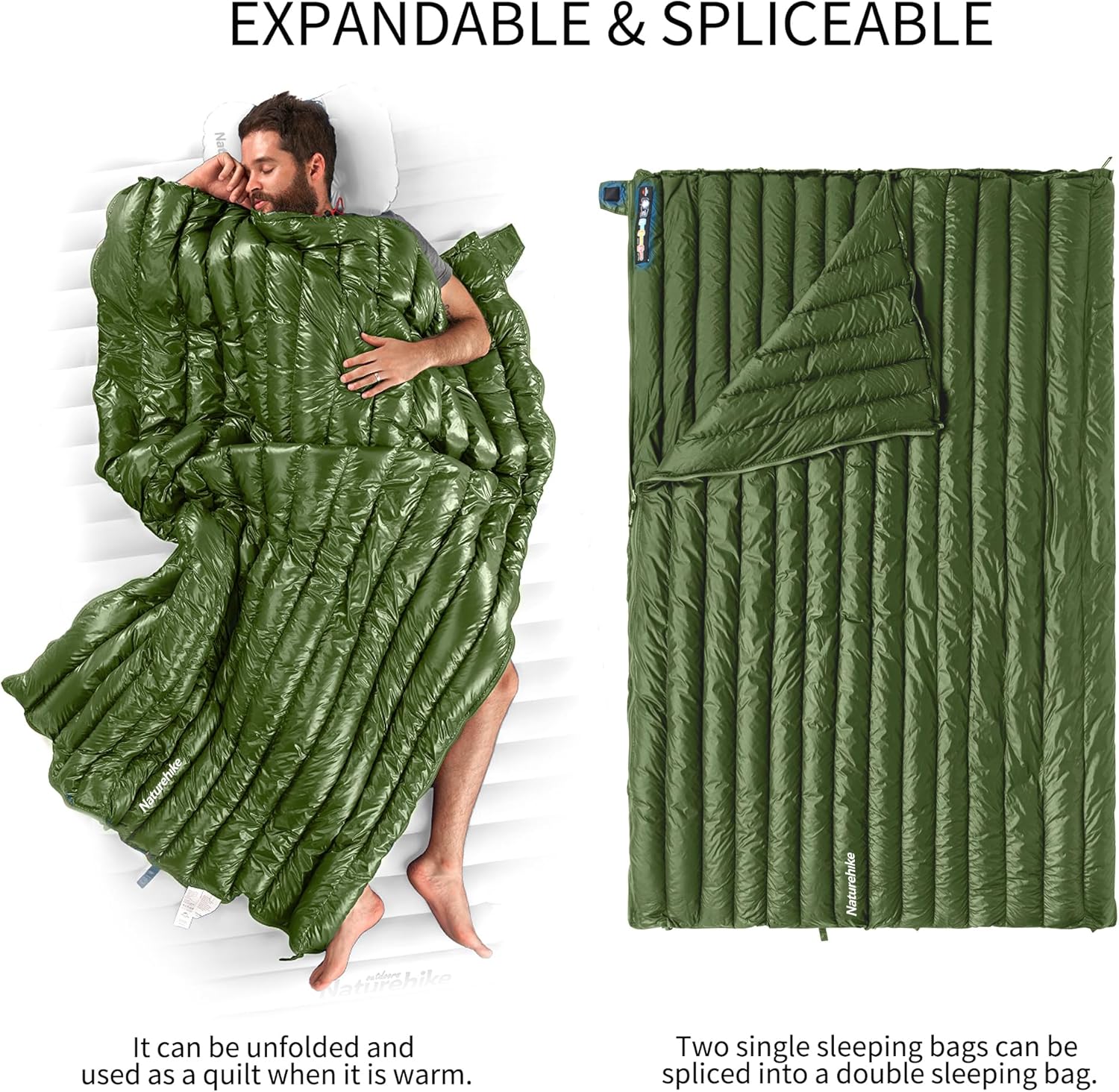 Naturehike Saco de dormir ultraligero de 1.26 libras, 650800 de relleno de plumón de ganso, saco de dormir compacto y ligero de 32-43  para adultos,