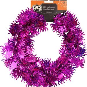 Guirnalda de alambre con diseño de oropel de Halloween, 25 pies de largo (arañas moradas) Guirnalda de alambre con diseño de oropel de Halloween, 25 pies de largo (arañas moradas)