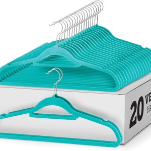 Zober Perchas de terciopelo para ropa, paquete de 20 unidades, con barra de amarre, antideslizantes, gancho giratorio, perchas de fieltro delgadas, Zober Perchas de terciopelo para ropa, paquete de 20 unidades, con barra de amarre, antideslizantes, gancho giratorio, perchas de fieltro delgadas,