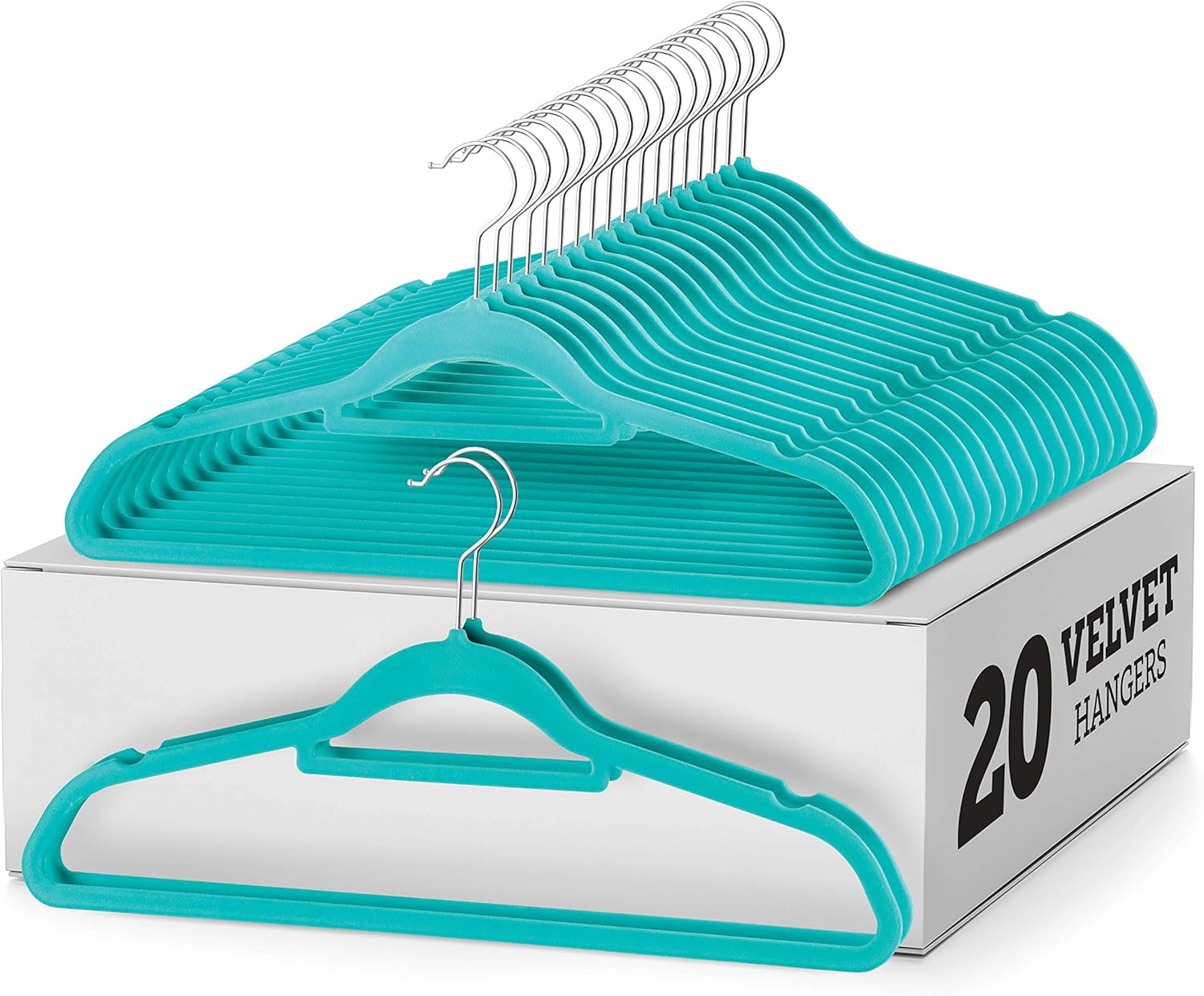 Zober Perchas de terciopelo para ropa, paquete de 20 unidades, con barra de amarre, antideslizantes, gancho giratorio, perchas de fieltro delgadas,