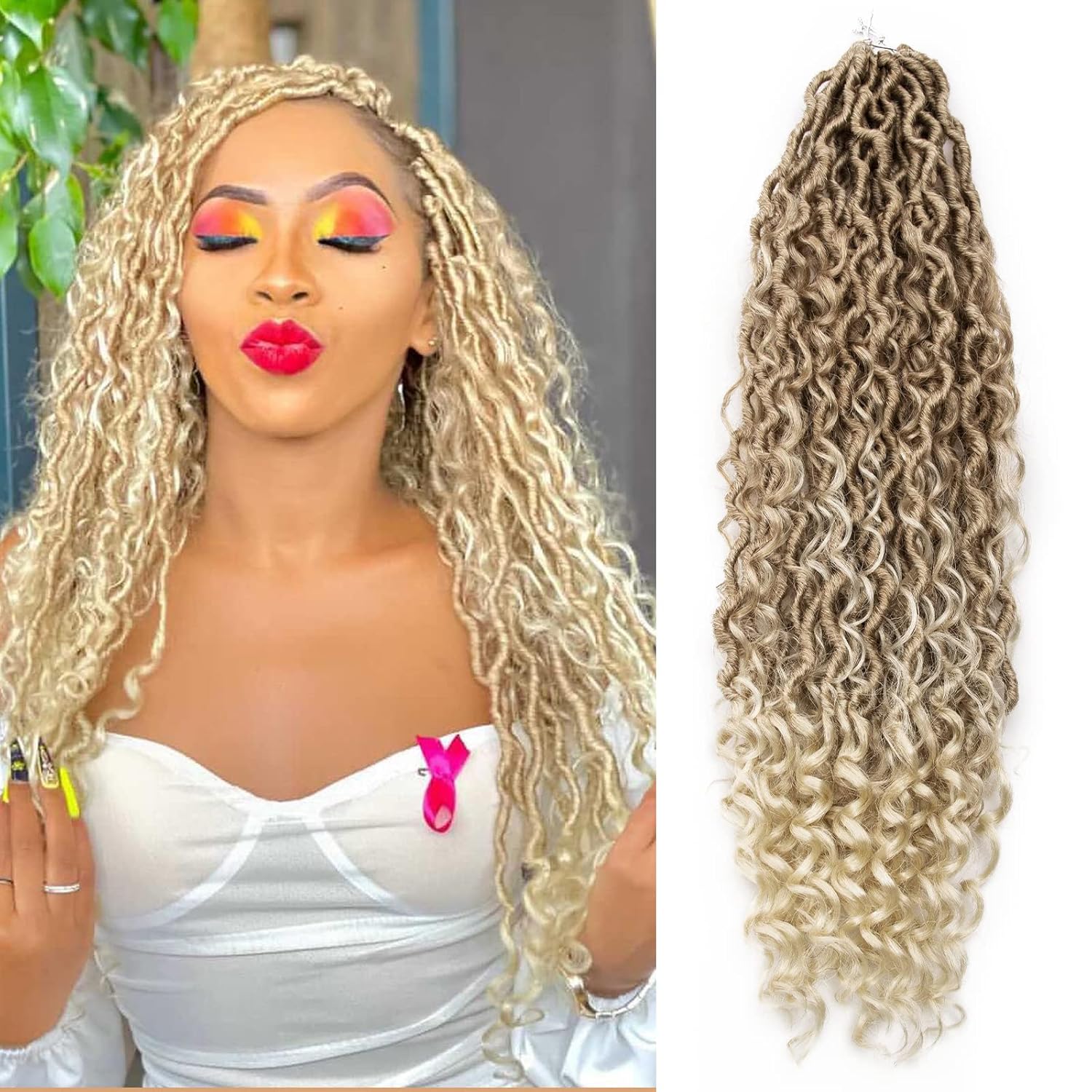 Goddess Locs – Cabello de ganchillo de 26 pulgadas, rizado sintético, 6 paquetes de rastas de río previamente enrolladas, trenzas de ganchillo
