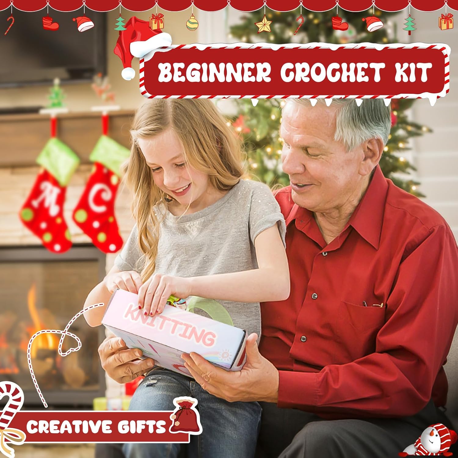 Katech Kit de telar para tejer gorro para aprender a tejer, kit de ganchillo para principiantes, kits de manualidades para niñas de 8 a 12 años,