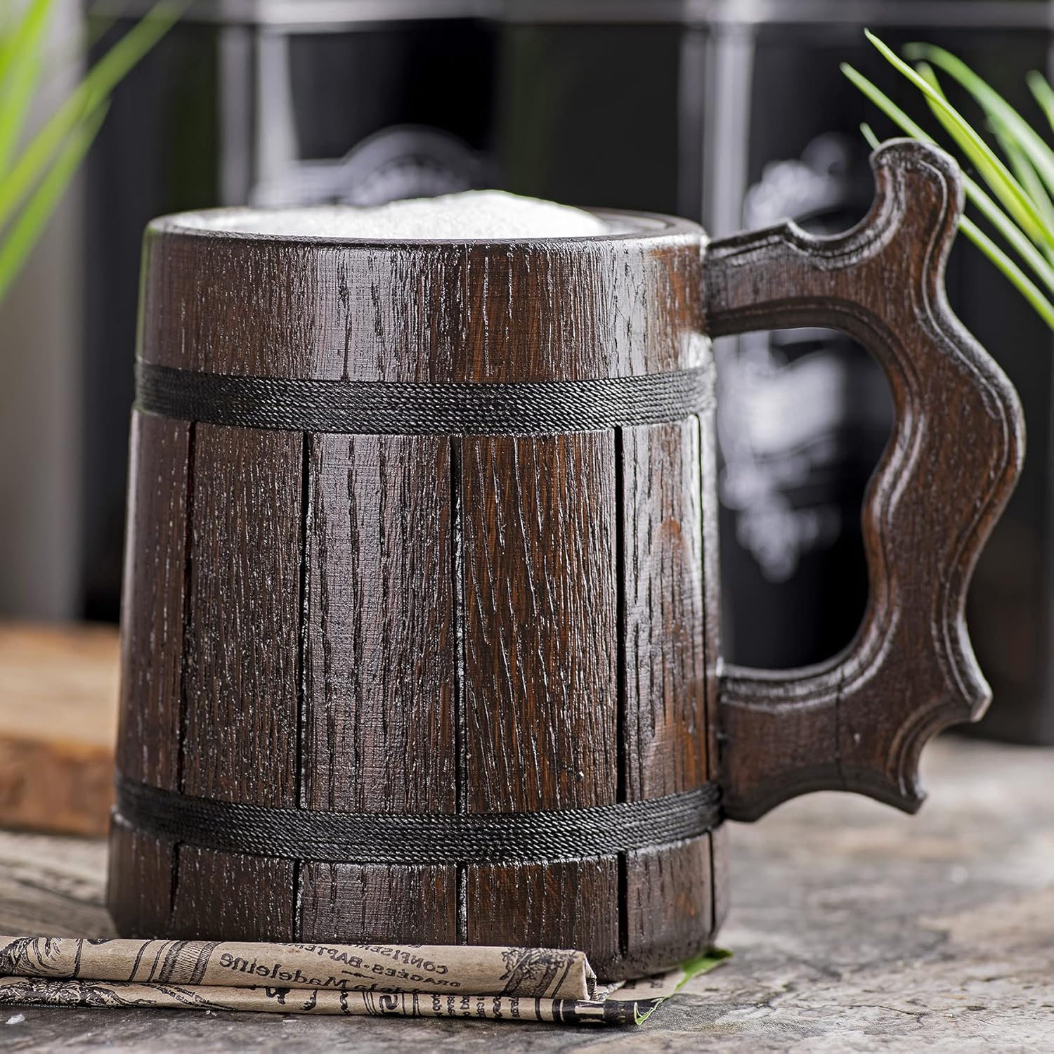 ffxiv – Taza de madera con diseño de dragón. Regalo para jugadores. Jarro de cerveza de madera personalizada. Regalo personalizado para él, regalo