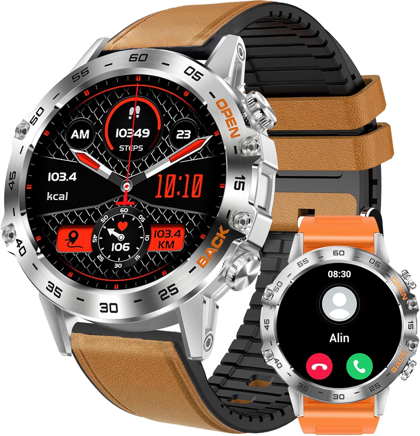Military Smart Watch for Men MakeAnswer Calls Rugged Tactical Smartwatch Compatible with Android iPhone Samsung 1.39″ HD Screen Heart Rate Sleep