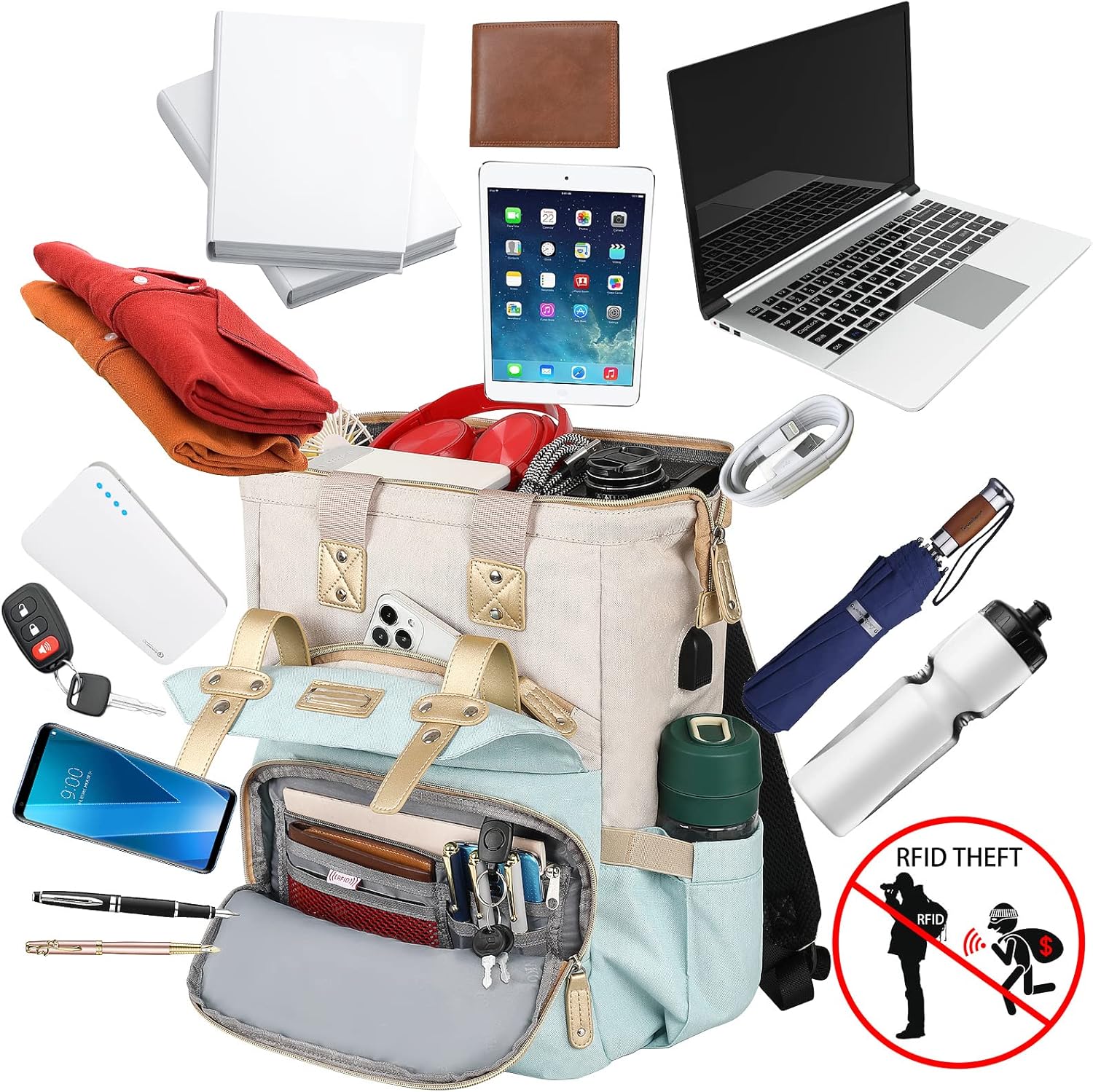 Mochila para laptop para mujer, doctor profesor, universidad, escuela, estudiante, trabajo, bolsa de hombro, mochila aprobada por aerolíneas de