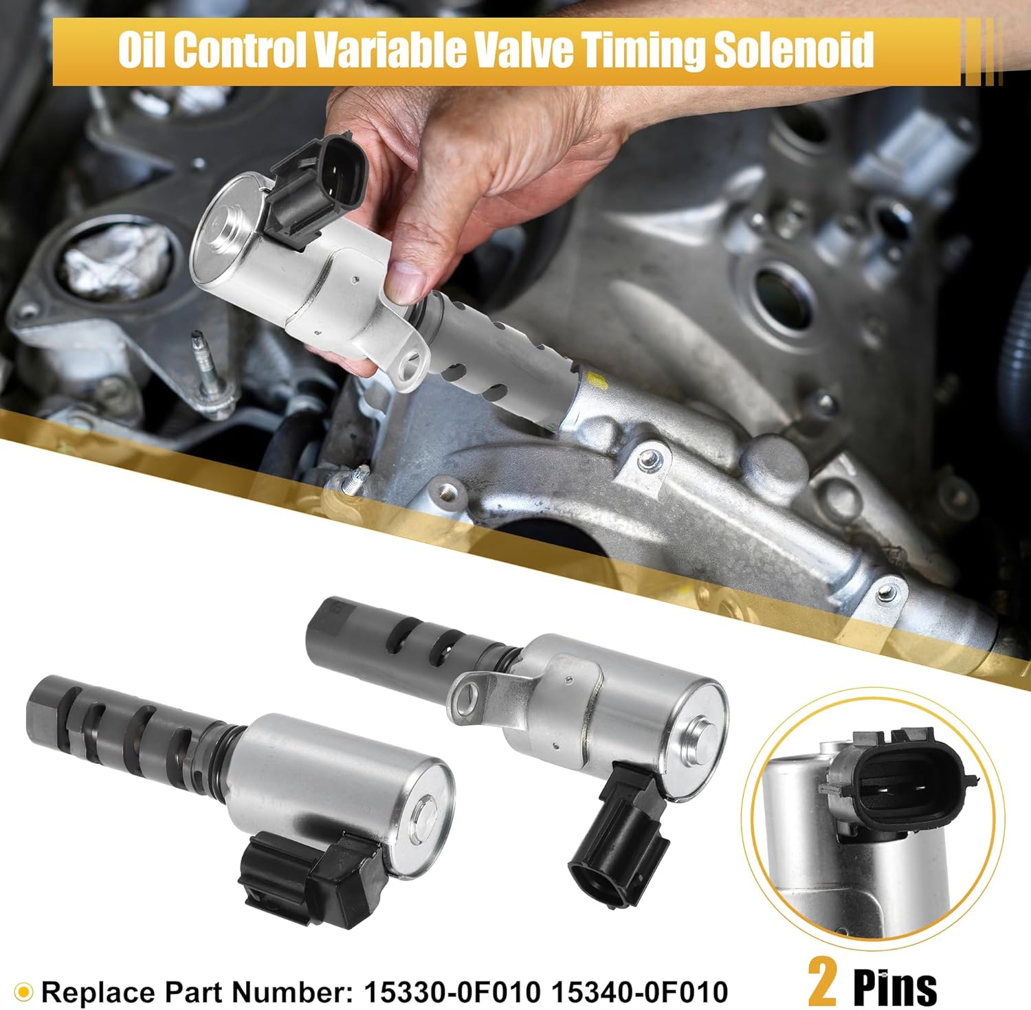 X AUTOHAUX 2 unids 15330-0F010 15340-0F010 Control de aceite variable válvula VVT solenoide para Lexus GS 400 1998 1999 2000 para Lexus GS 430 1998