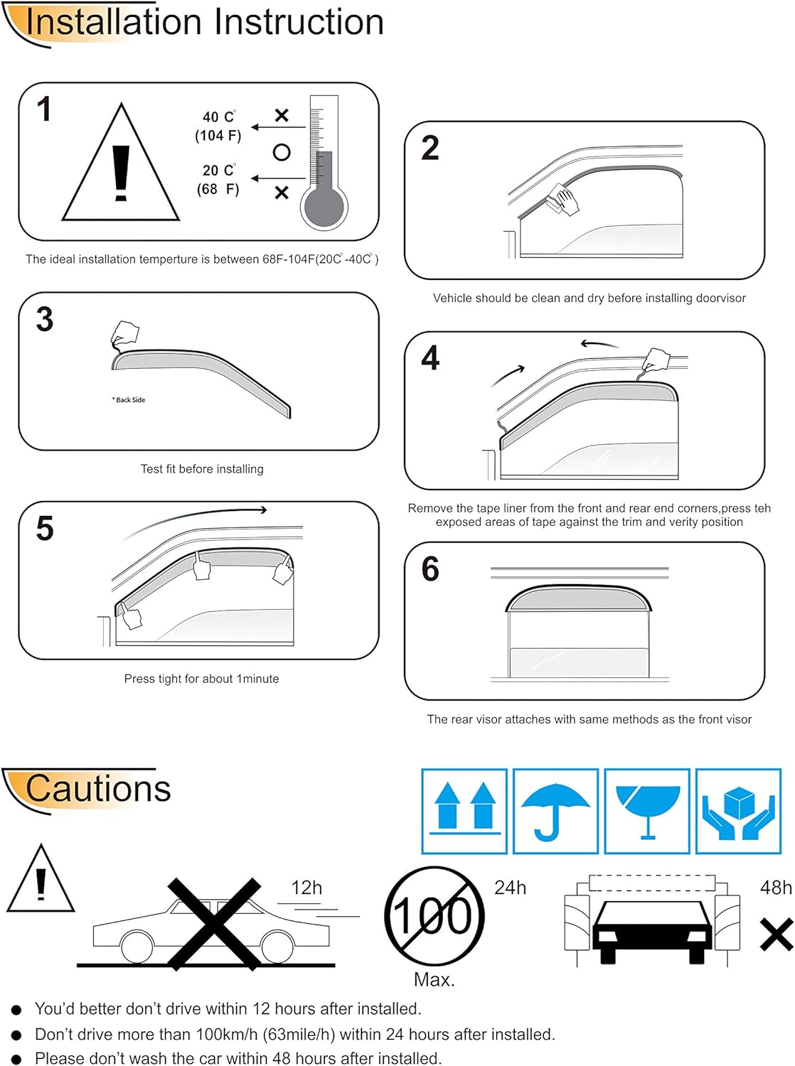 Laprive Auto 2 piezas para 06-11 Civic 2Dr Coupe Sun Rain Guard Deflector Viseras de ventana