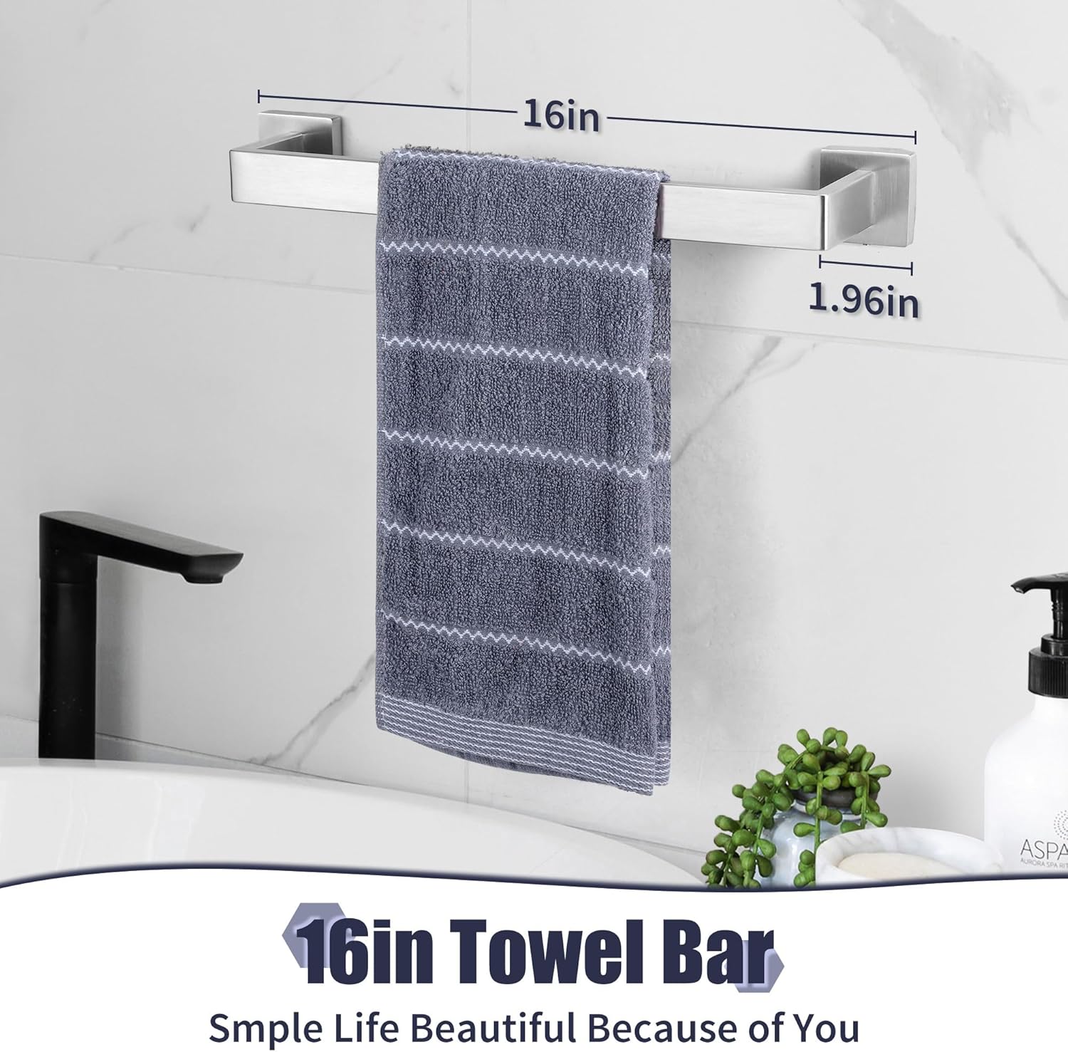 Juego de accesorios de baño de 5 piezas de plata cepillada, juego de toallas de baño de acero inoxidable SUS304, toalleros montados en la pared.