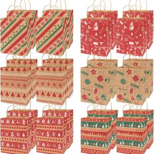 Bolsas de regalo de papel kraft de Navidad, 24 unidades de estilos surtidos, bolsas de papel pequeñas de Navidad con asas, bolsas de regalo de Bolsas de regalo de papel kraft de Navidad, 24 unidades de estilos surtidos, bolsas de papel pequeñas de Navidad con asas, bolsas de regalo de