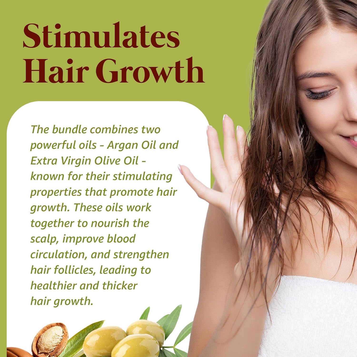 Aceite de argán y aceite de oliva virgen extra estimulante para el crecimiento del cabello, Ultimate Originals Hidrata, brilla el cabello, 2