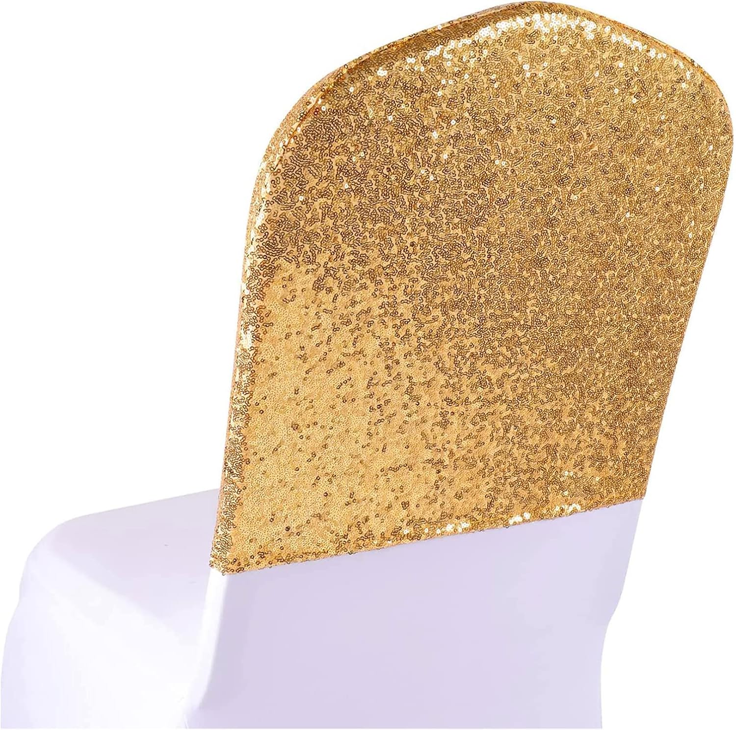 SquarePie Fundas para respaldo de silla, 10 fundas para sillas de lentejuelas doradas con purpurina, fundas decorativas para sillas brillantes para