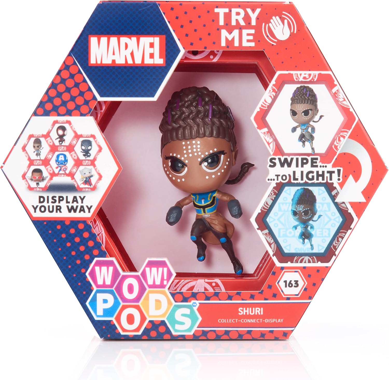 WOW! PODS Colección Avengers – Black Panther Shuri  Figura de superhéroe con cabeza de Bobble iluminada  Juguetes y regalos coleccionables oficiales