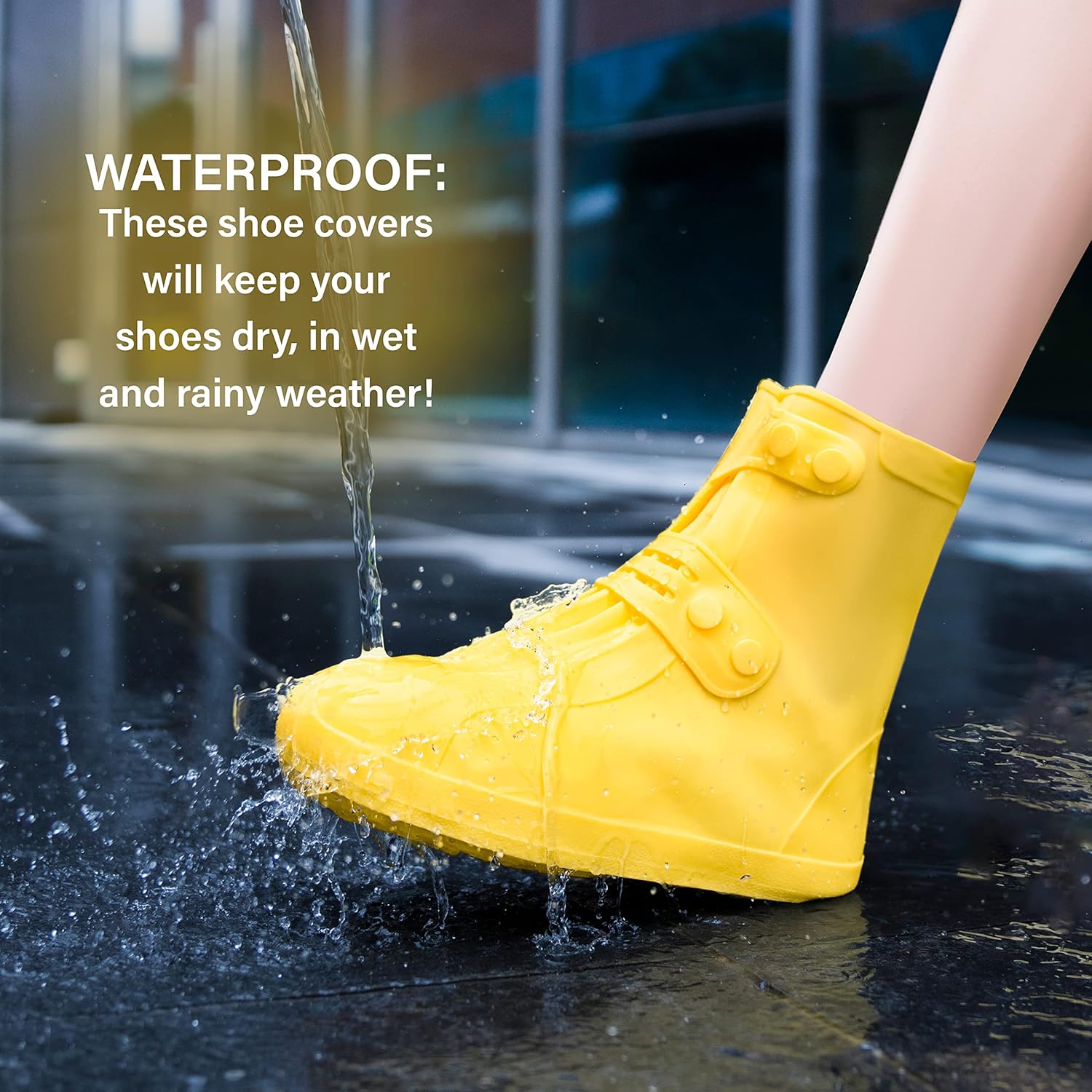 Cubiertas para zapatos de lluvia  Fundas impermeables para zapatos para hombres y mujeres  Cubrezapatos reutilizables, Amarillo