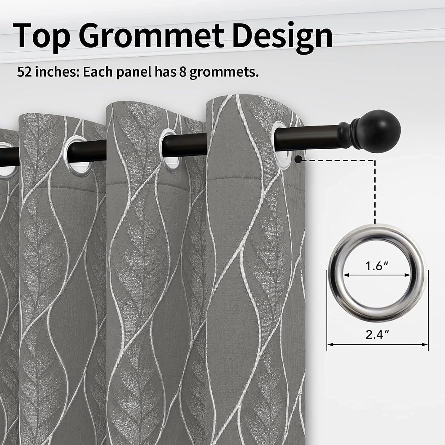 Easy-Going Cortina opaca 100 % jacquard 3D, elegante textura con bloqueo de luz, para sala de estar, lujosa cortina gruesa que reduce el ruido, 2