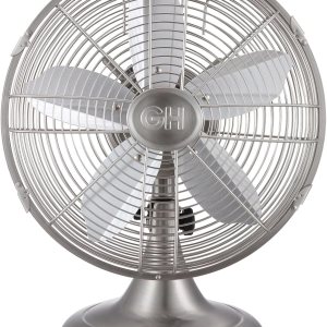 Good Housekeeping Ventilador de mesa retro de 12 pulgadas, níquel cepillado Good Housekeeping Ventilador de mesa retro de 12 pulgadas, níquel cepillado