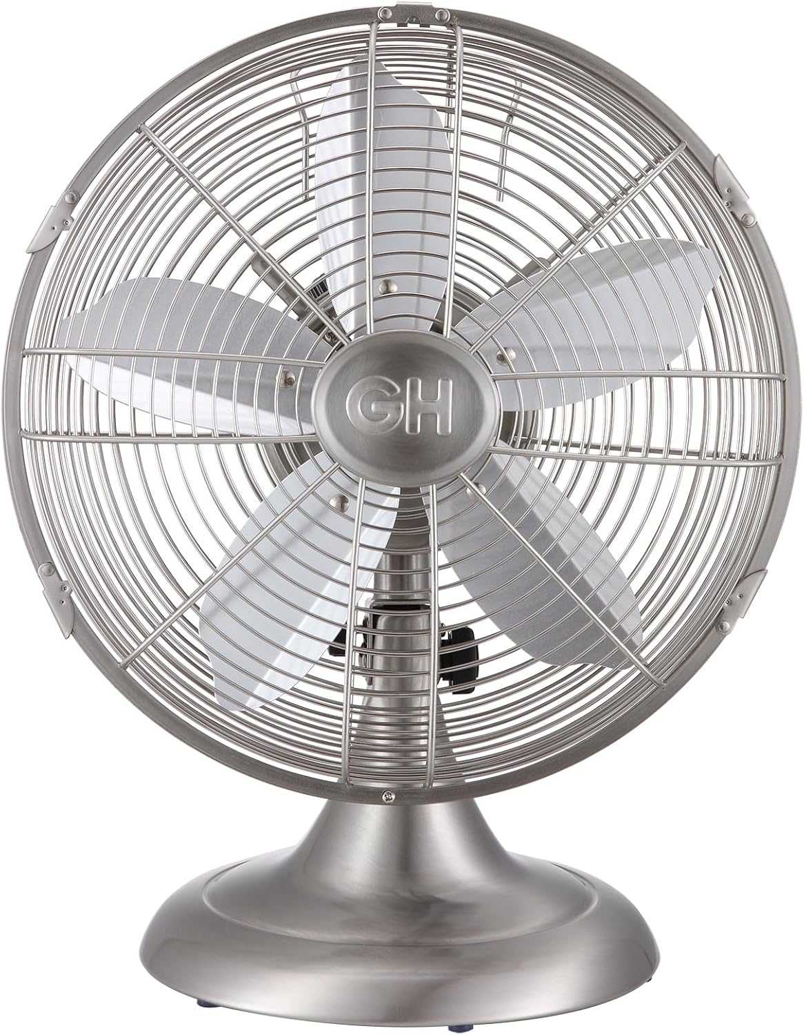 Good Housekeeping Ventilador de mesa retro de 12 pulgadas, níquel cepillado