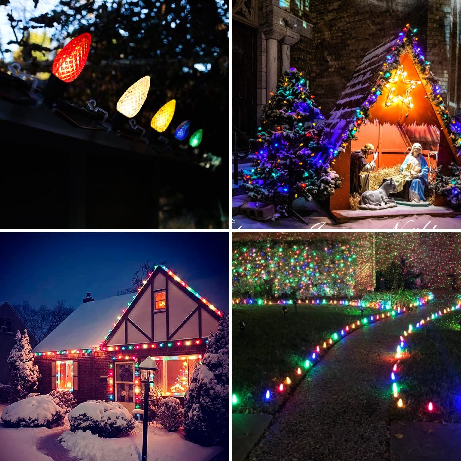 Paquete de 50 bombillas LED multicolor C9 de repuesto, bombillas LED C9 de plástico inastillables e impermeables para tiras de luces al aire libre,