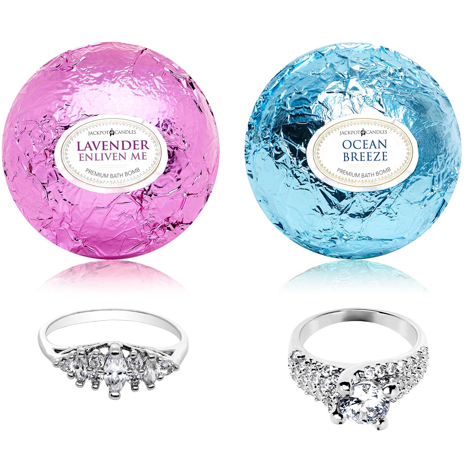 Ocean Breeze – Juego de 2 bombas de baño de lavanda con anillo tamaño 6 en el interior, cada una fabricada en Estados Unidos