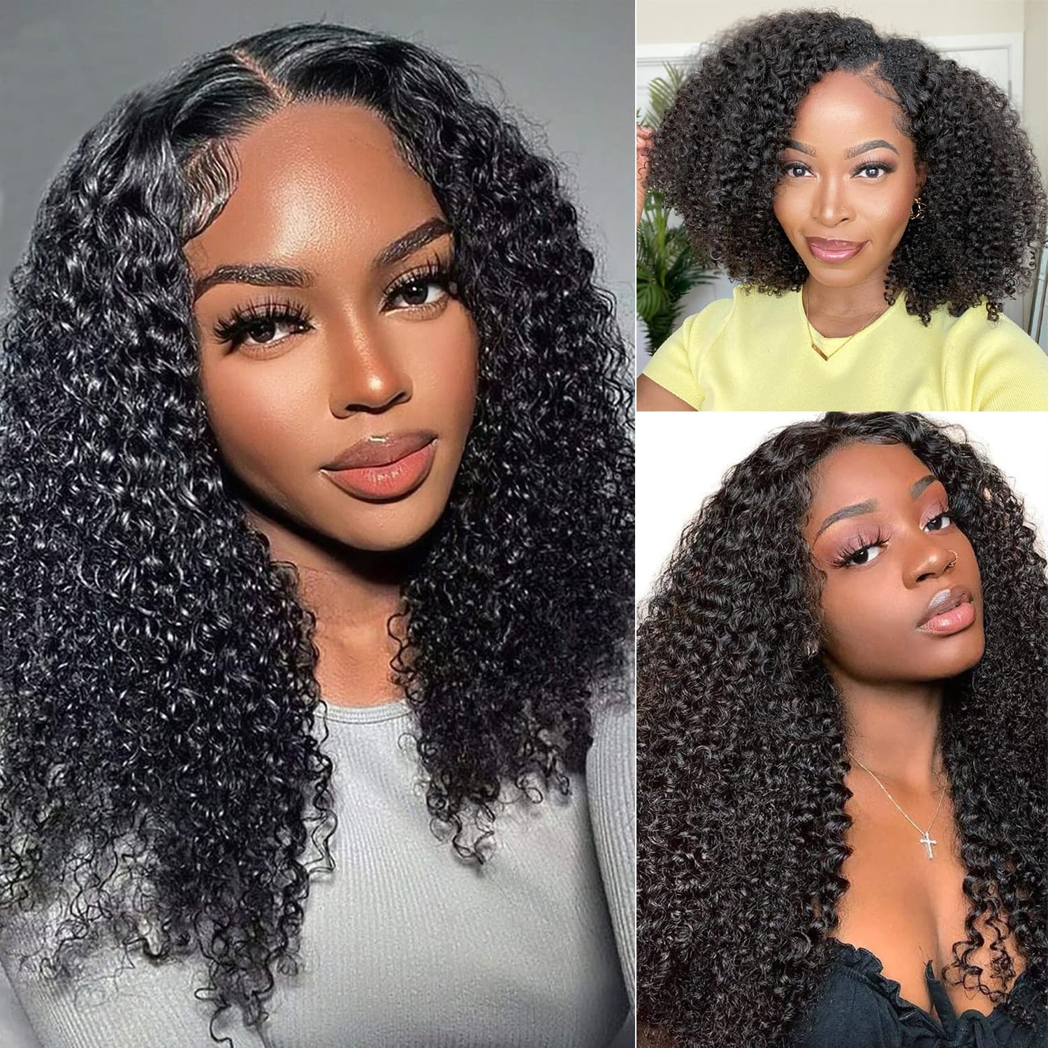 Extensiones de cabello humano rizado con clip, cabello humano real para mujeres negras, 3C 4A, cabello humano rizado con clip, cabello Remy