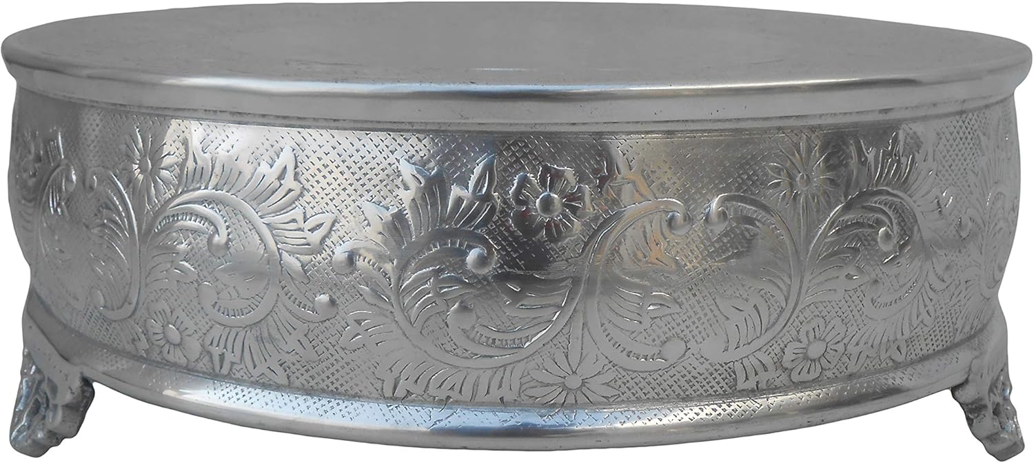 Soporte redondo para tartas de boda (18 pulgadas, plateado)