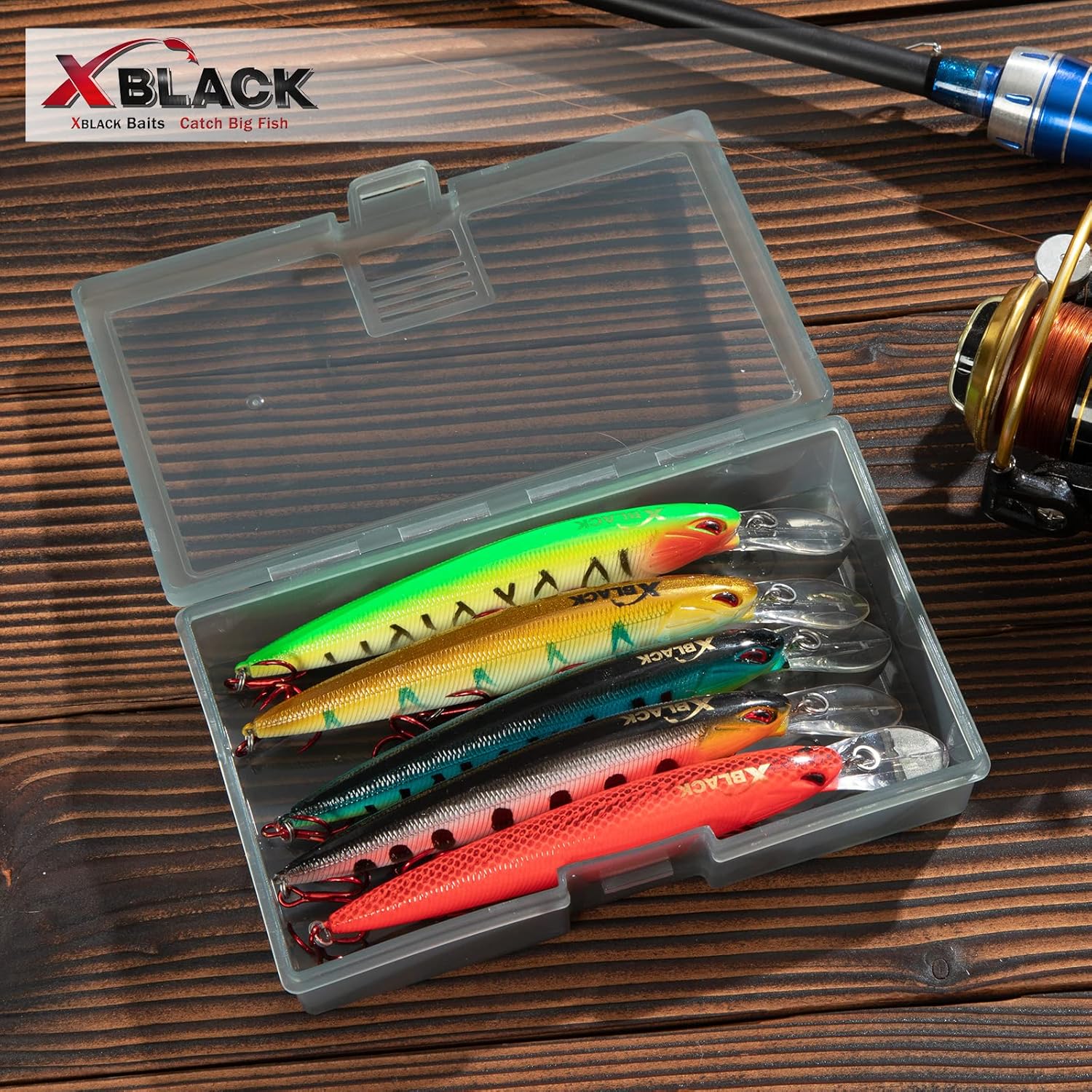 XBLACK Fishing Lures Set Minnow Crankbaits Pencil Jointed Popper VIB Lures Fishing Lures Kit 5PCS for Bass Trout in Saltwater and Freshwater, XBLACK
