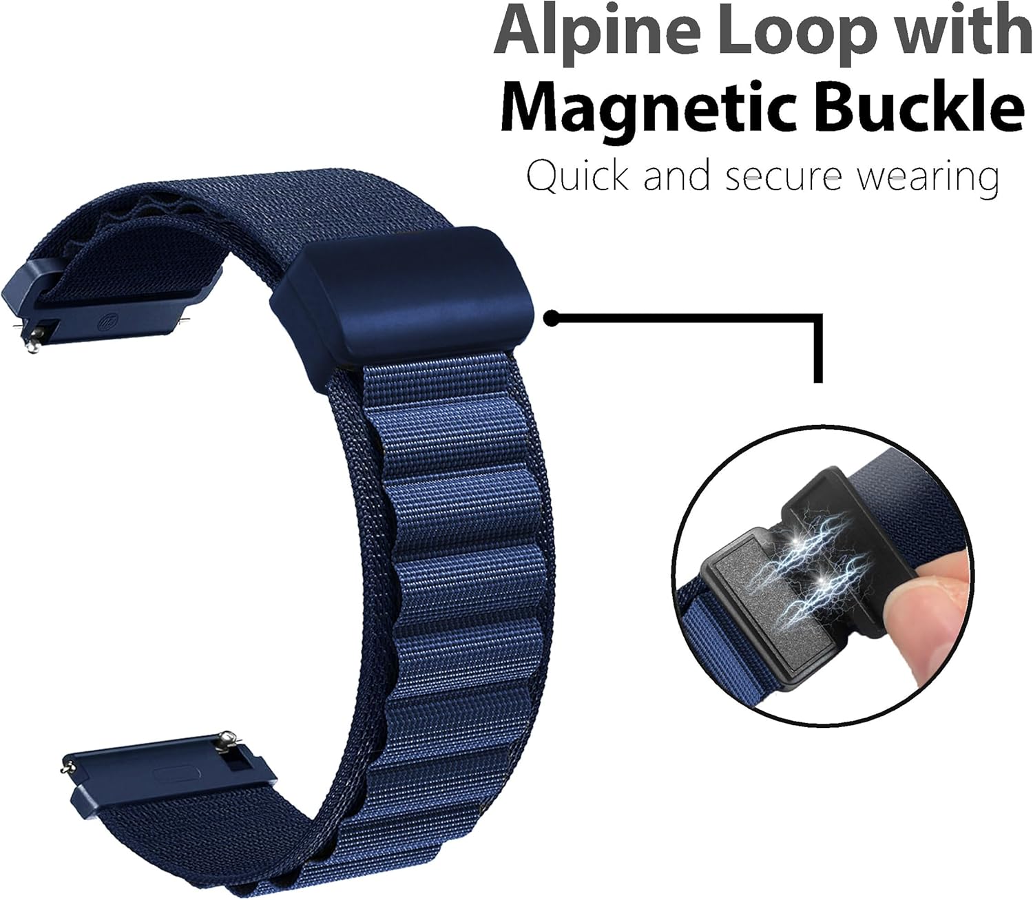 20mm 22mm Watch Bands, Alpine Loop Nylon Strap with Adjustable Magnetic Buckle, Quick Release Smartwatch Bands Replacement for Men Women