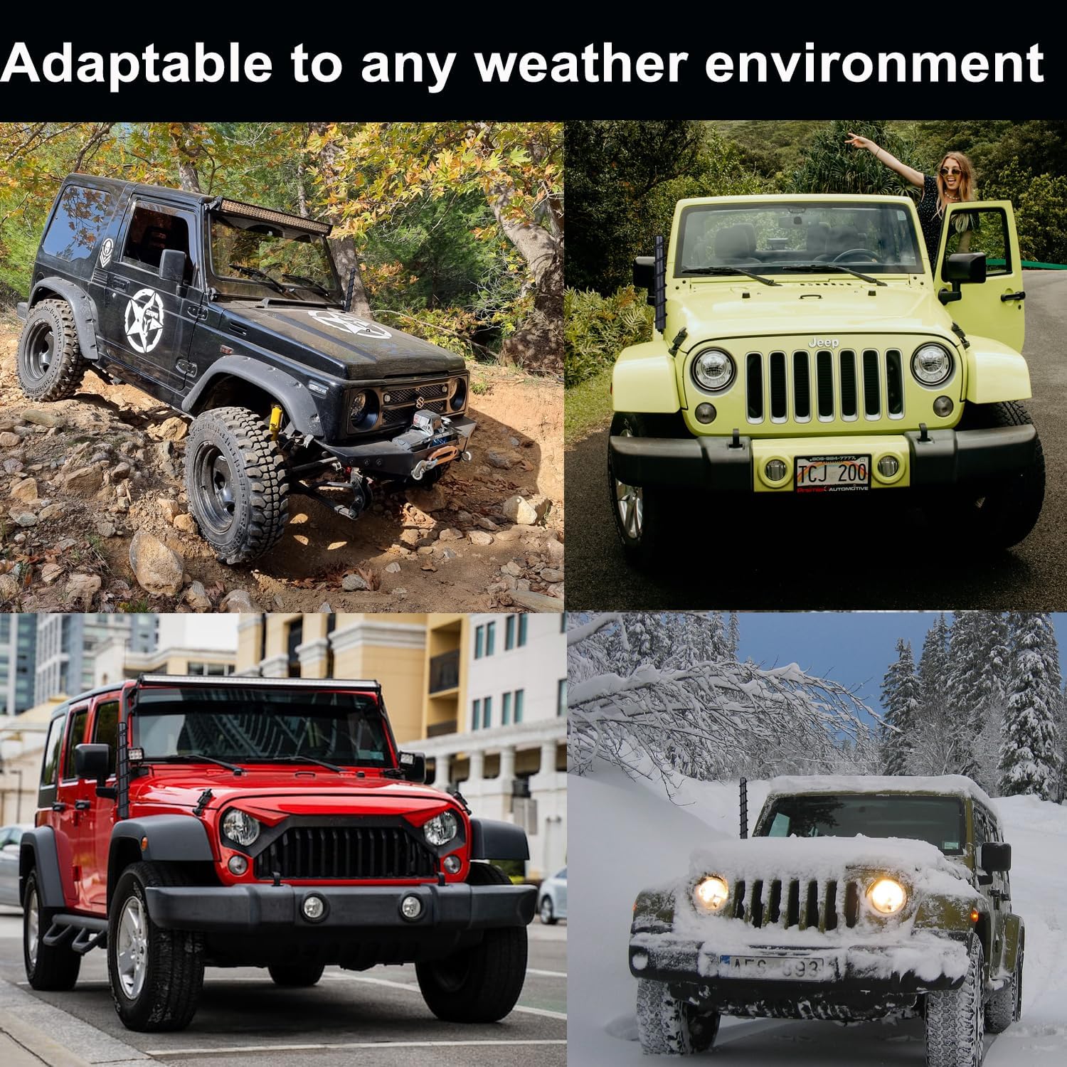 Antena corta compatible con Jeep Wrangler JK JKU JL JLU Rubicon Sahara Gladiator 2007-2023, repuesto de antena en espiral de 7 pulgadas diseñada