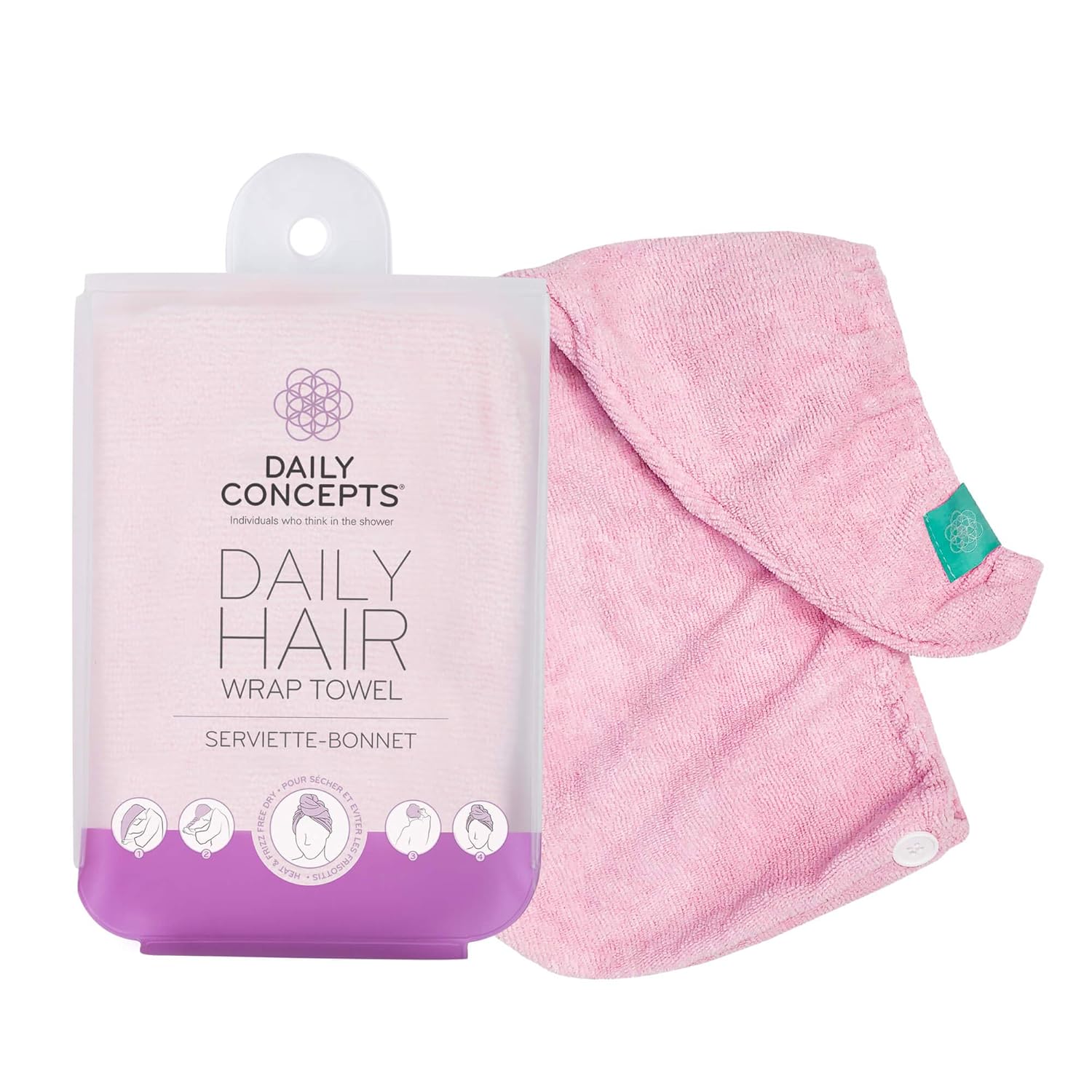 Toalla diaria para el cabello, rosa