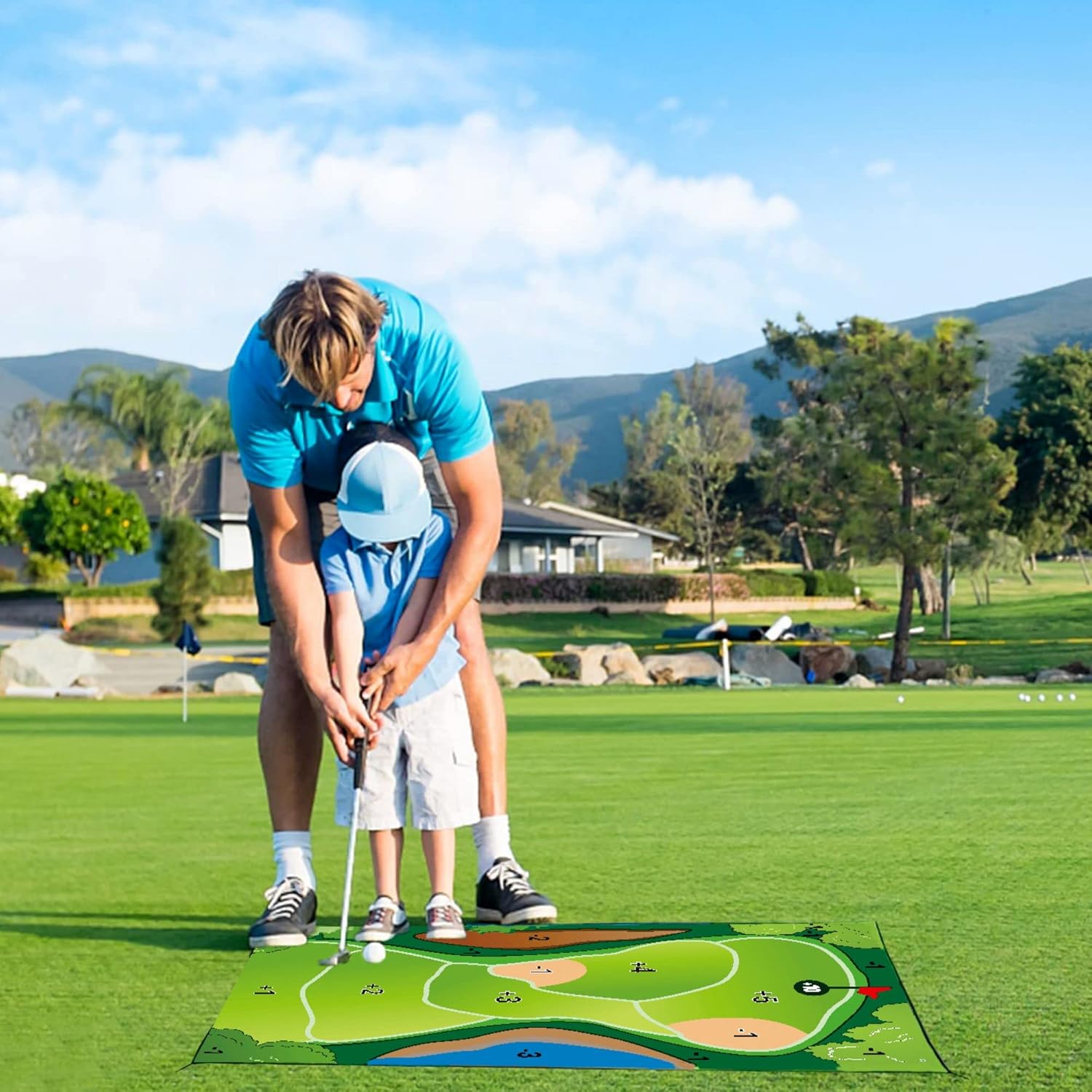 Golf Chipping Game, 6×4 Ft Upgrade Felt Fabric Giant Size Target Chipping Golf Game Mats, Golf Practice Equipment Golf Gifts Games for Indoor