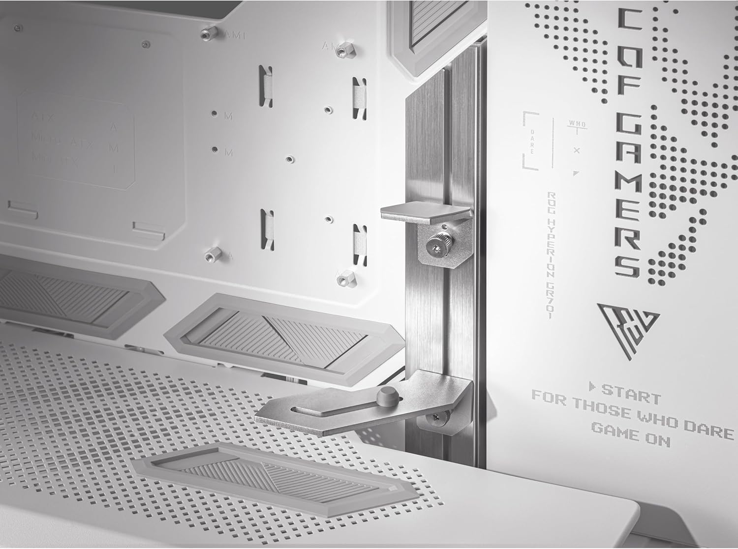 ASUS ROG Hyperion GR701 EATX – Carcasa para computadora de torre completa con estructura semiabierta, paneles laterales sin herramientas, soporta