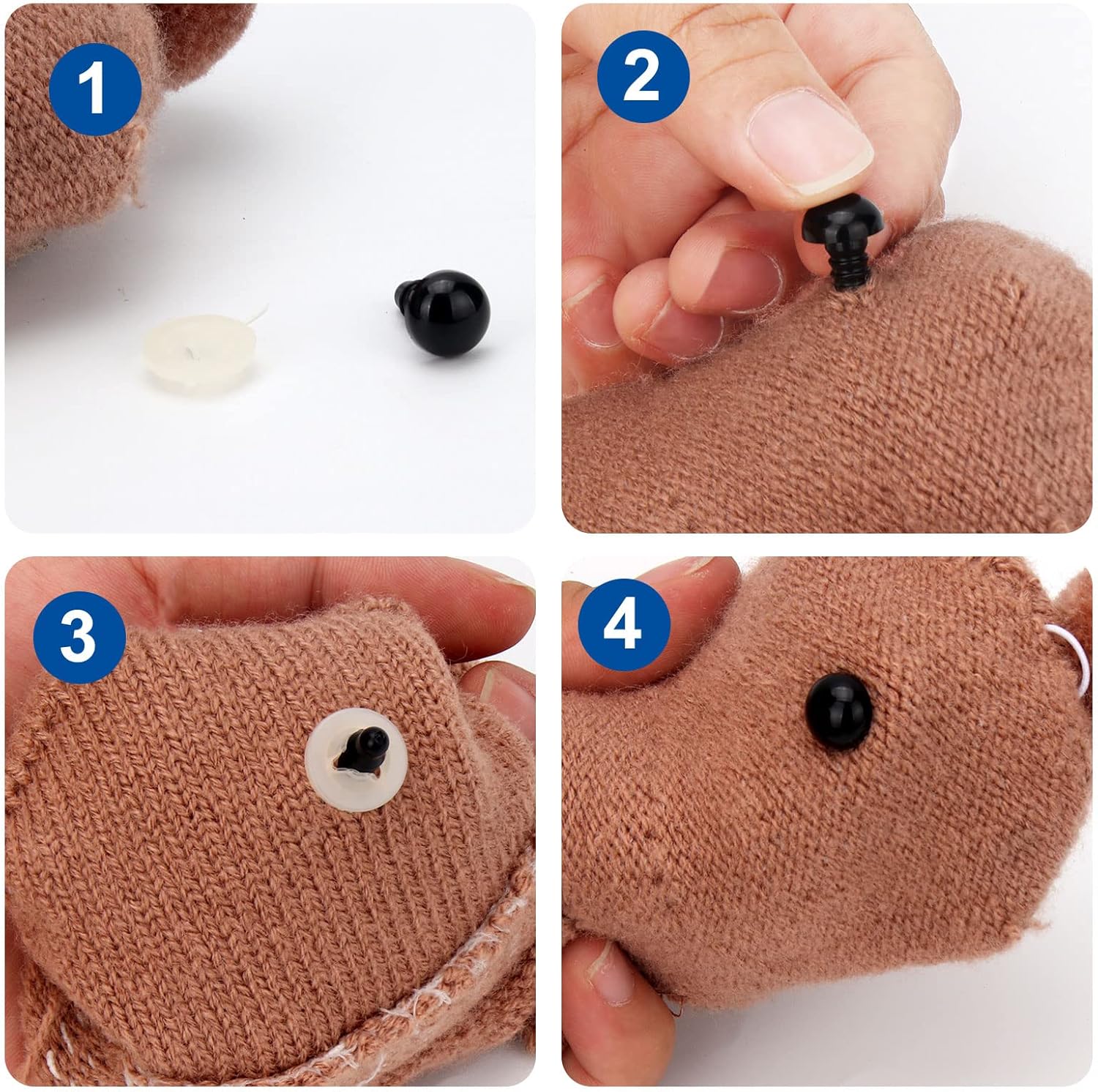 Ojos de seguridad para Amigurumi Crochet de 0.236 pulgadas, 100 unidades, ojos de peluche RuWfpz con arandelas, ojos de plástico para animales de