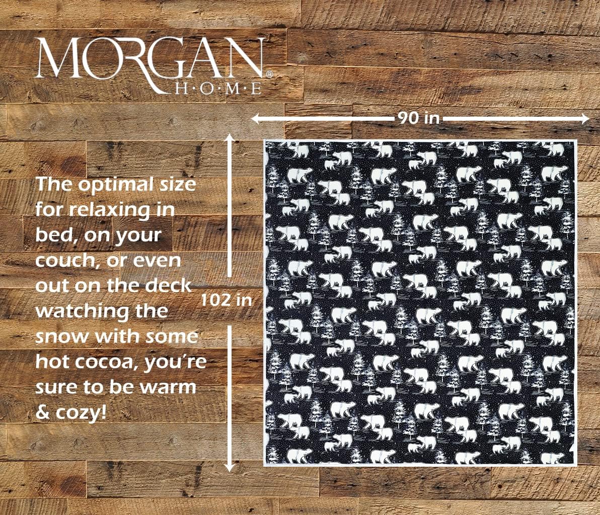 Morgan Home Manta de terciopelo de felpa con reverso a sherpa, manta grande para cama o sofá acogedora y cálida (oso polar crepúsculo, Queen)