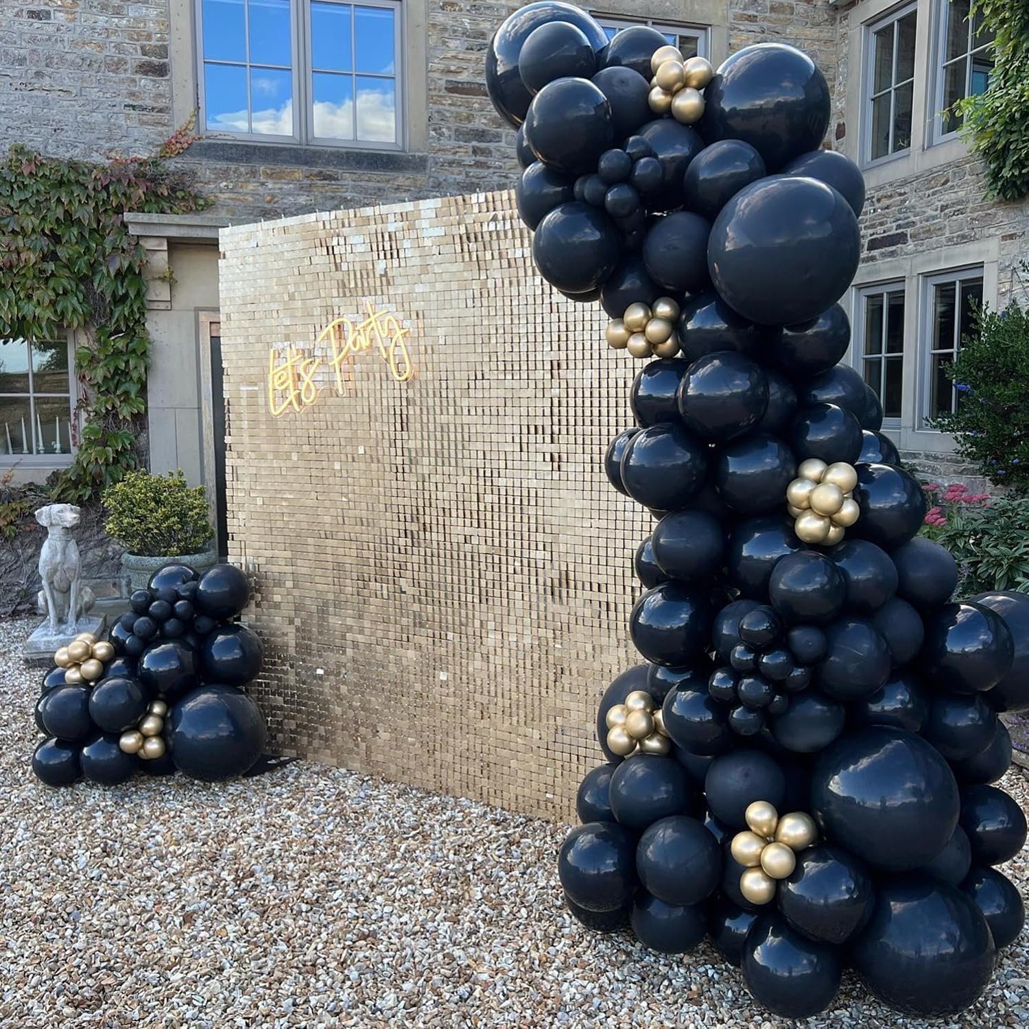 Kit de guirnalda de globos negros, 126 piezas de diferentes tamaños de 36, 18, 12, 10 y 5 pulgadas, kit de arco de globos de látex negro mate para